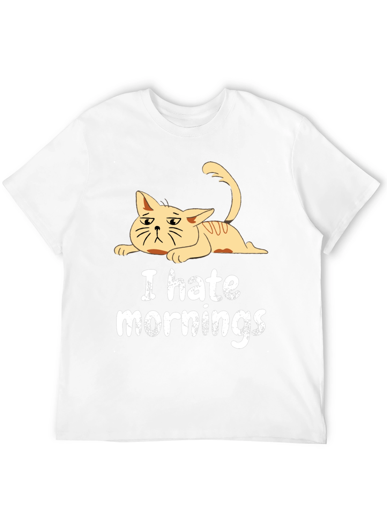Black I Hate Mornings Cat T-Shirt - Black Cotton Tee view 12