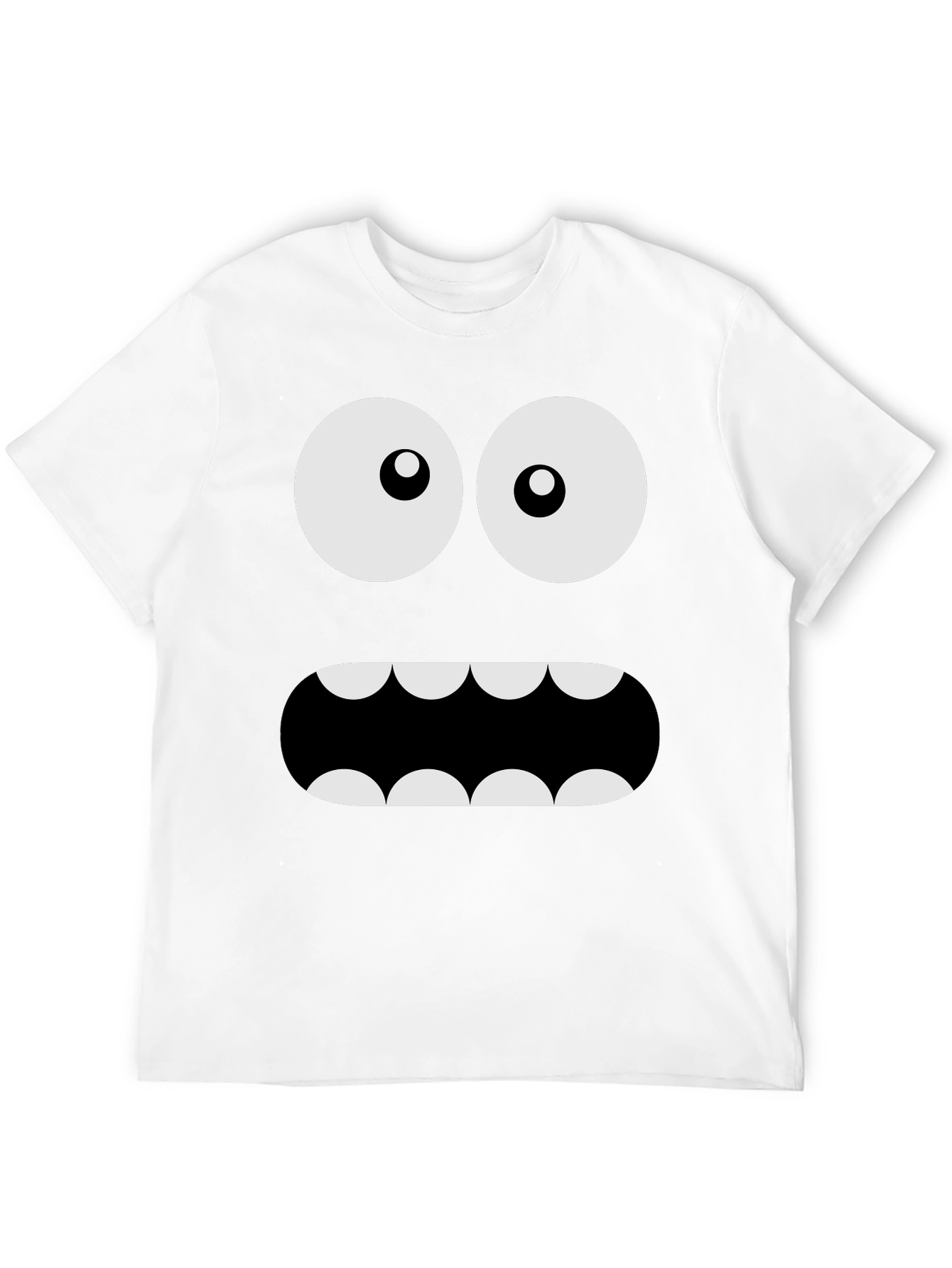 Black Funny Monster Face Graphic Tee - Black Crew Neck T-Shirt view 12