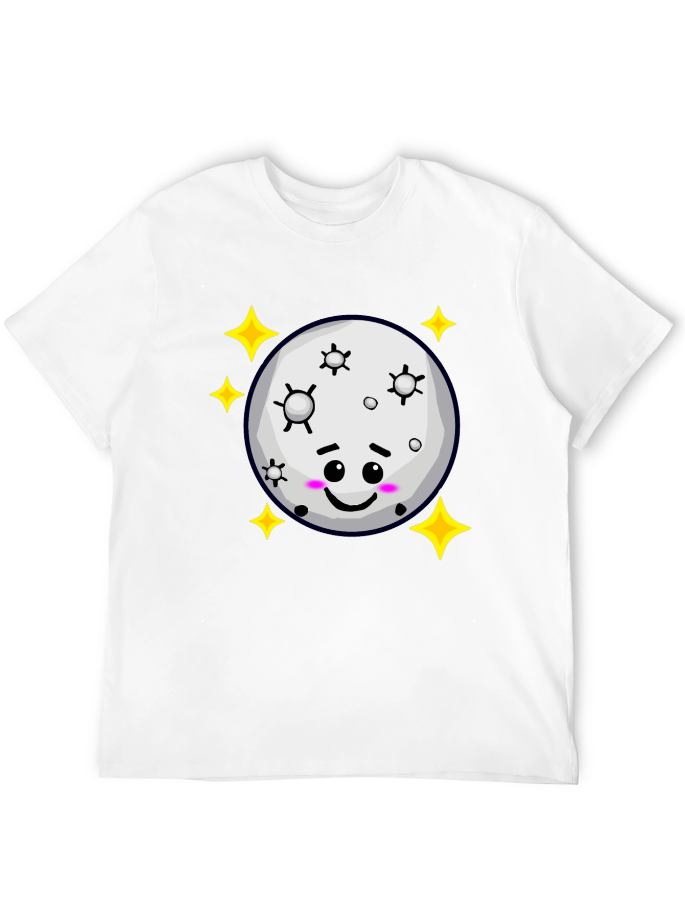 Black Cute Moon & Stars Black T-Shirt - Adorable Kawaii Design view 12