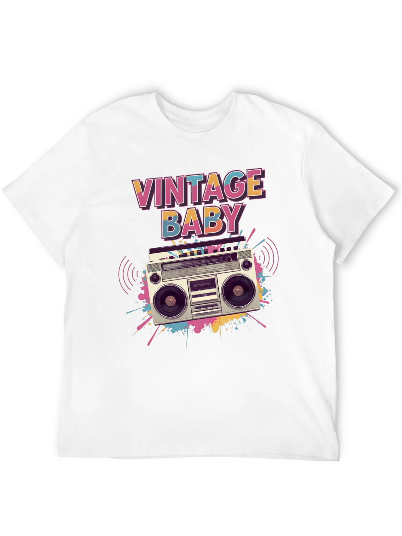 Black Vintage Baby Graphic Tee - Retro Boombox Design view 12