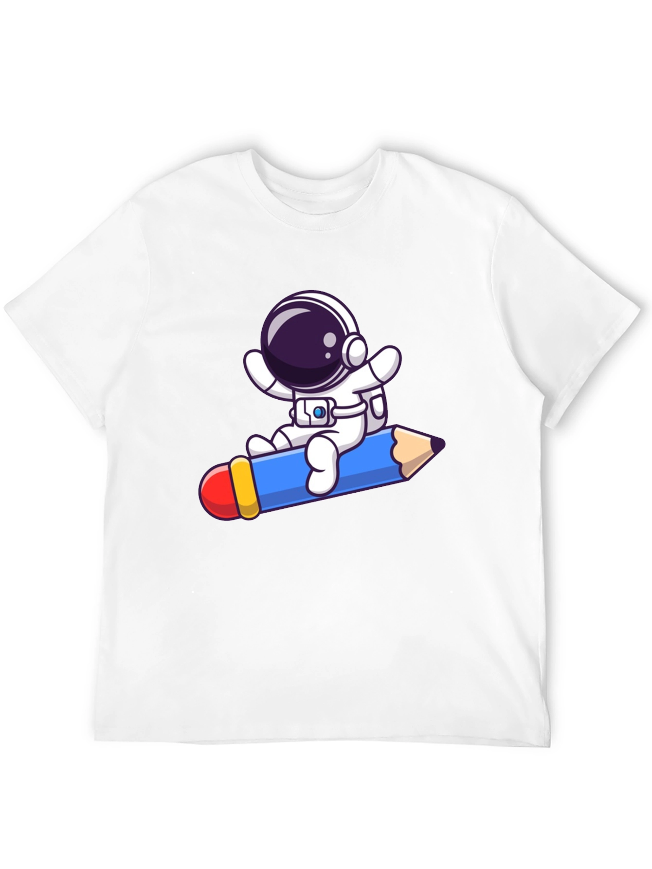 Black Astronaut Pencil Ride T-Shirt - Black Cotton Graphic Tee view 12