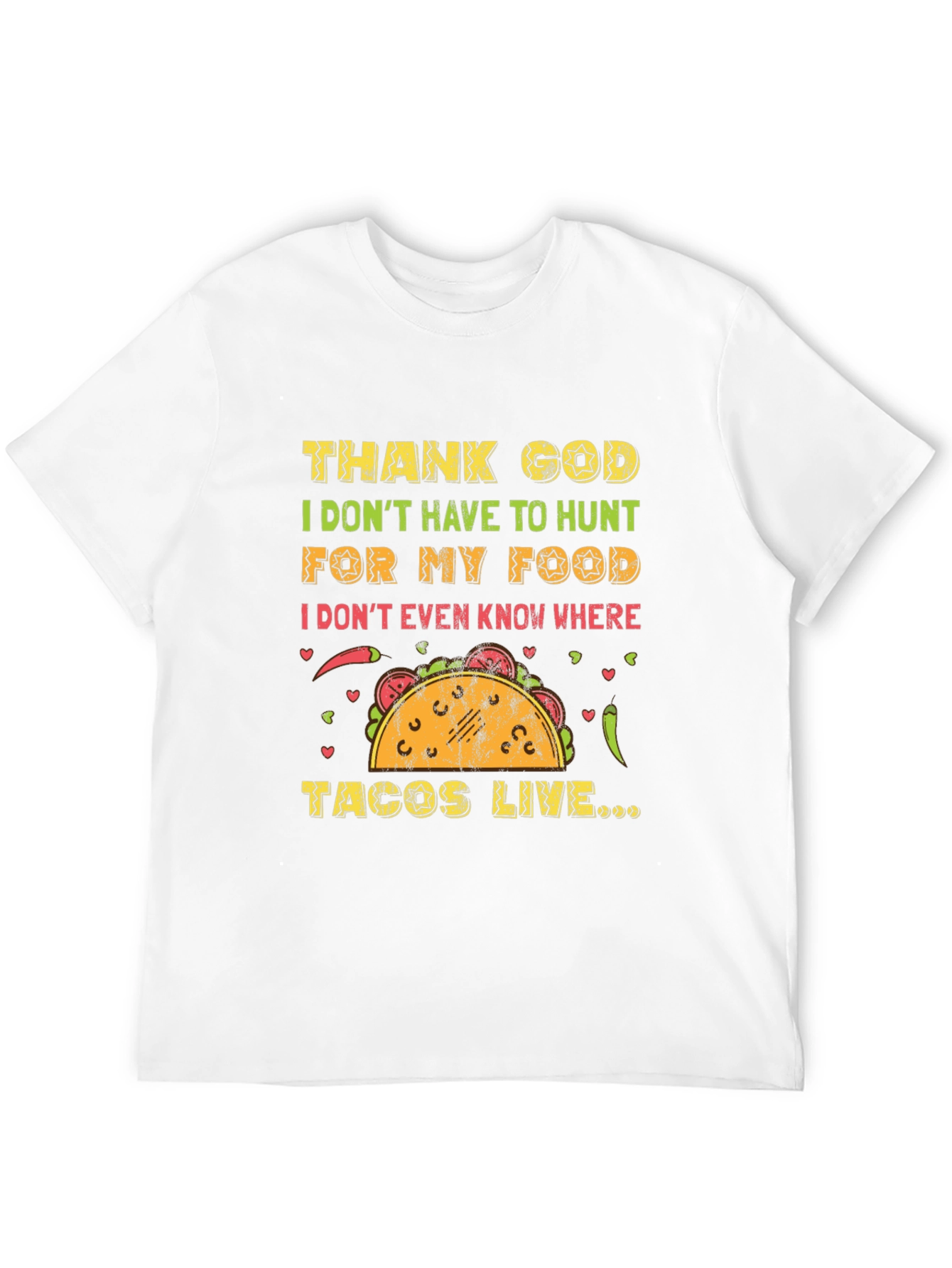 Black Funny Taco T-Shirt - Thank God I Don't Hunt for My Food Tee view 12