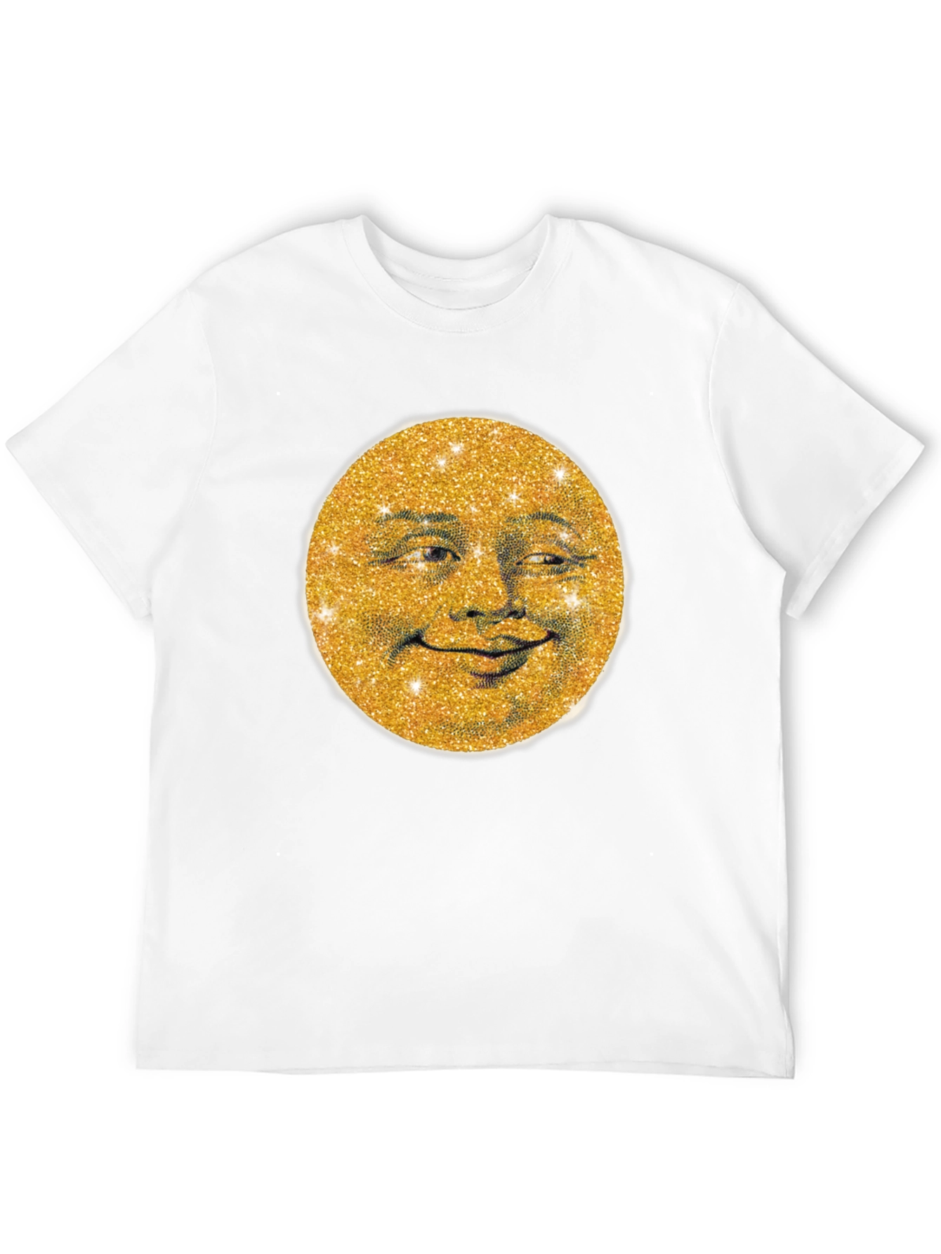 Black Golden Moon Face Graphic Tee - Stylish & Unique view 12