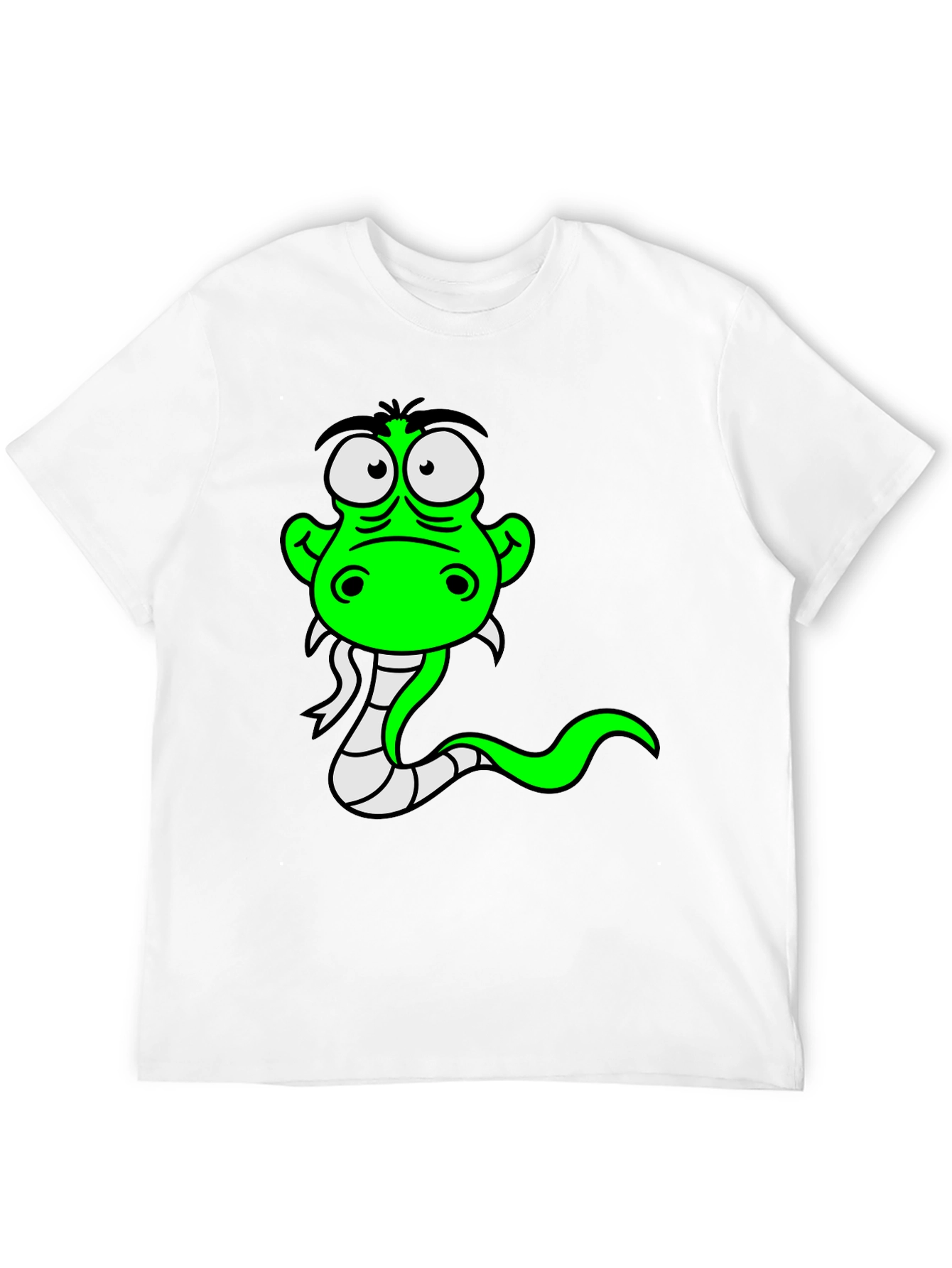 Black Cartoon Snake Graphic Tee - Black Cotton view 12