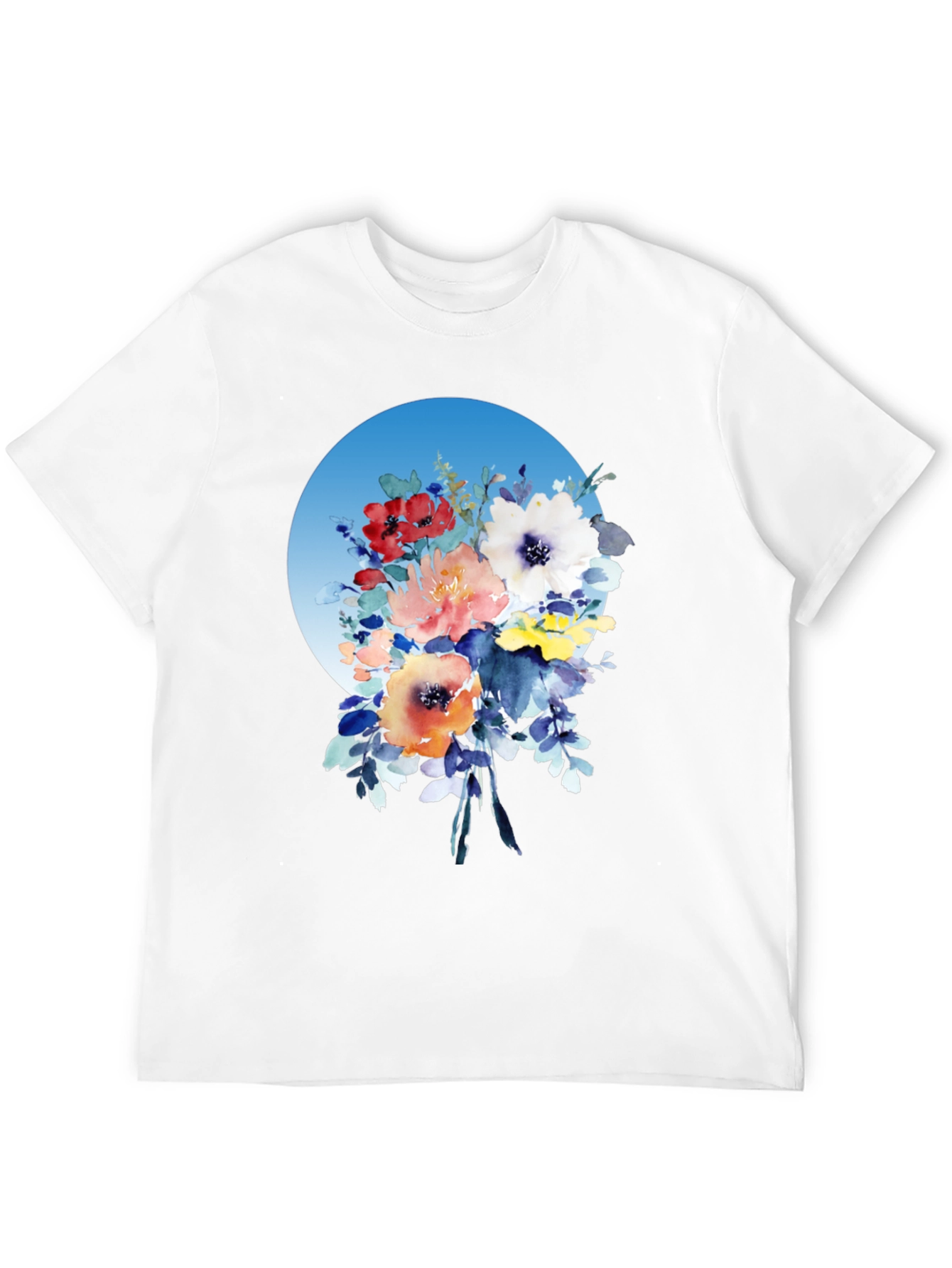 Black Floral Bouquet T-Shirt - Watercolor Design view 12
