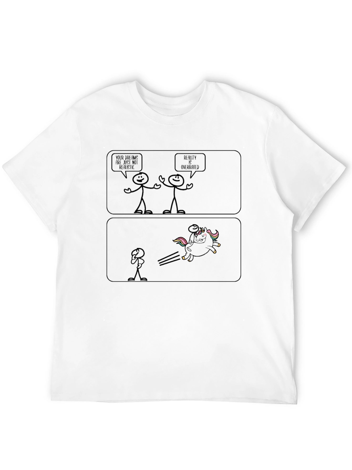 Black Dreamer Unicorn Stick Figure Graphic Tee - Black view 12