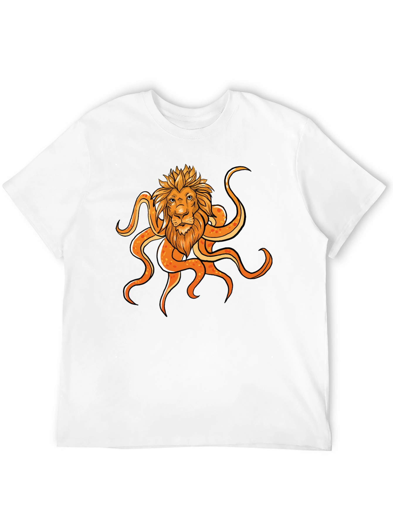 Black Lion Octopus Graphic Black T-Shirt view 12
