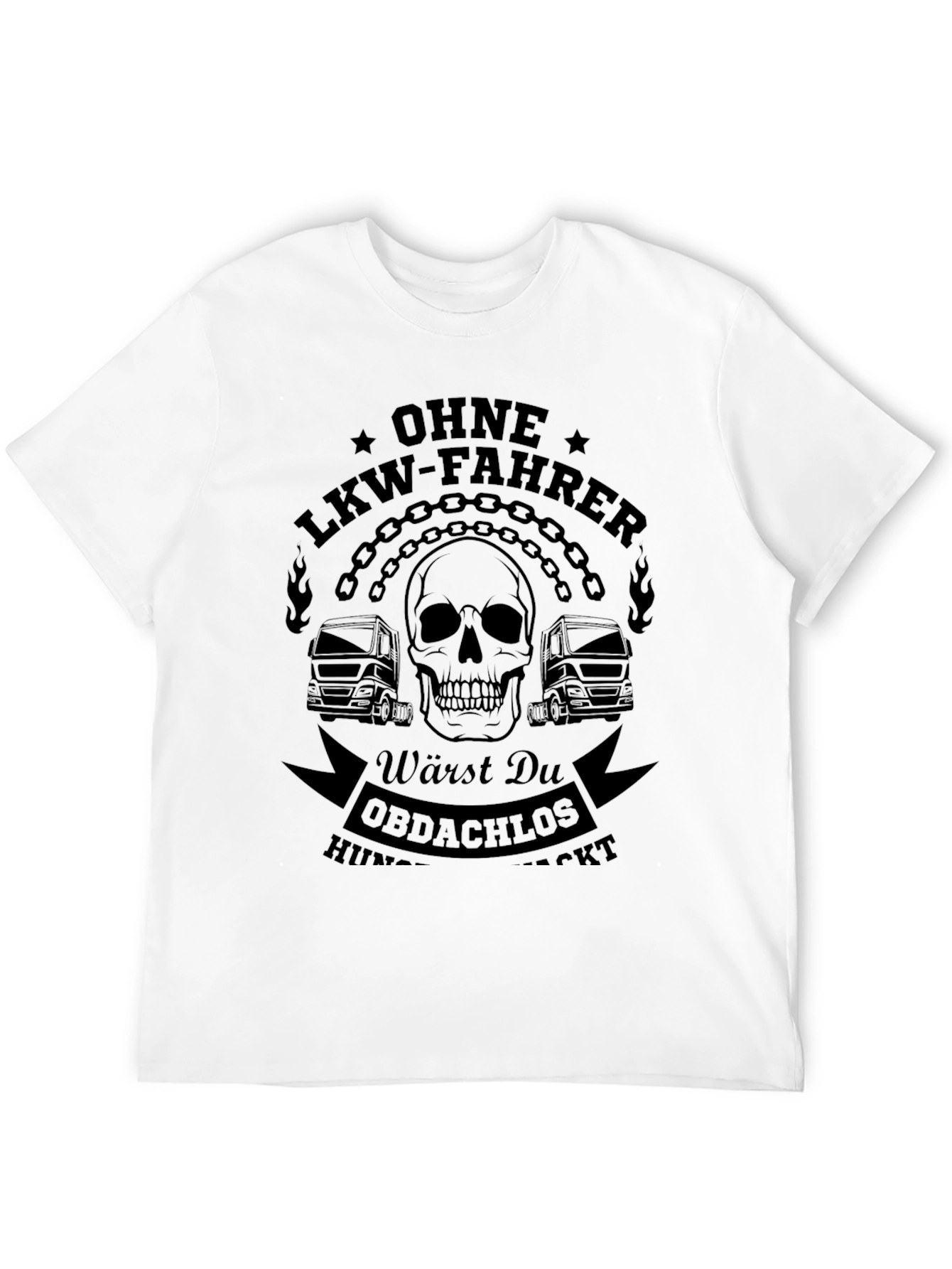 Black Trucker T-Shirt - Ohne LKW-Fahrer - Skull Chain Graphic Tee view 12