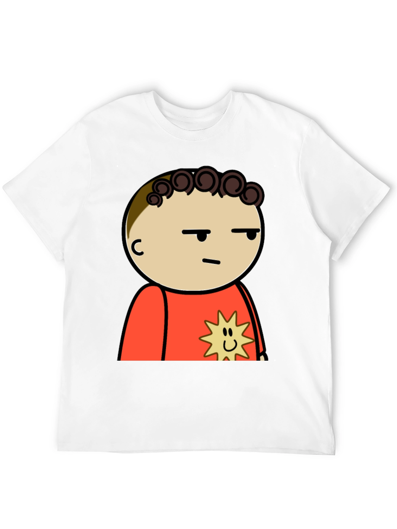 Black Funny Cartoon Character T-Shirt - Black Cotton Tee view 12