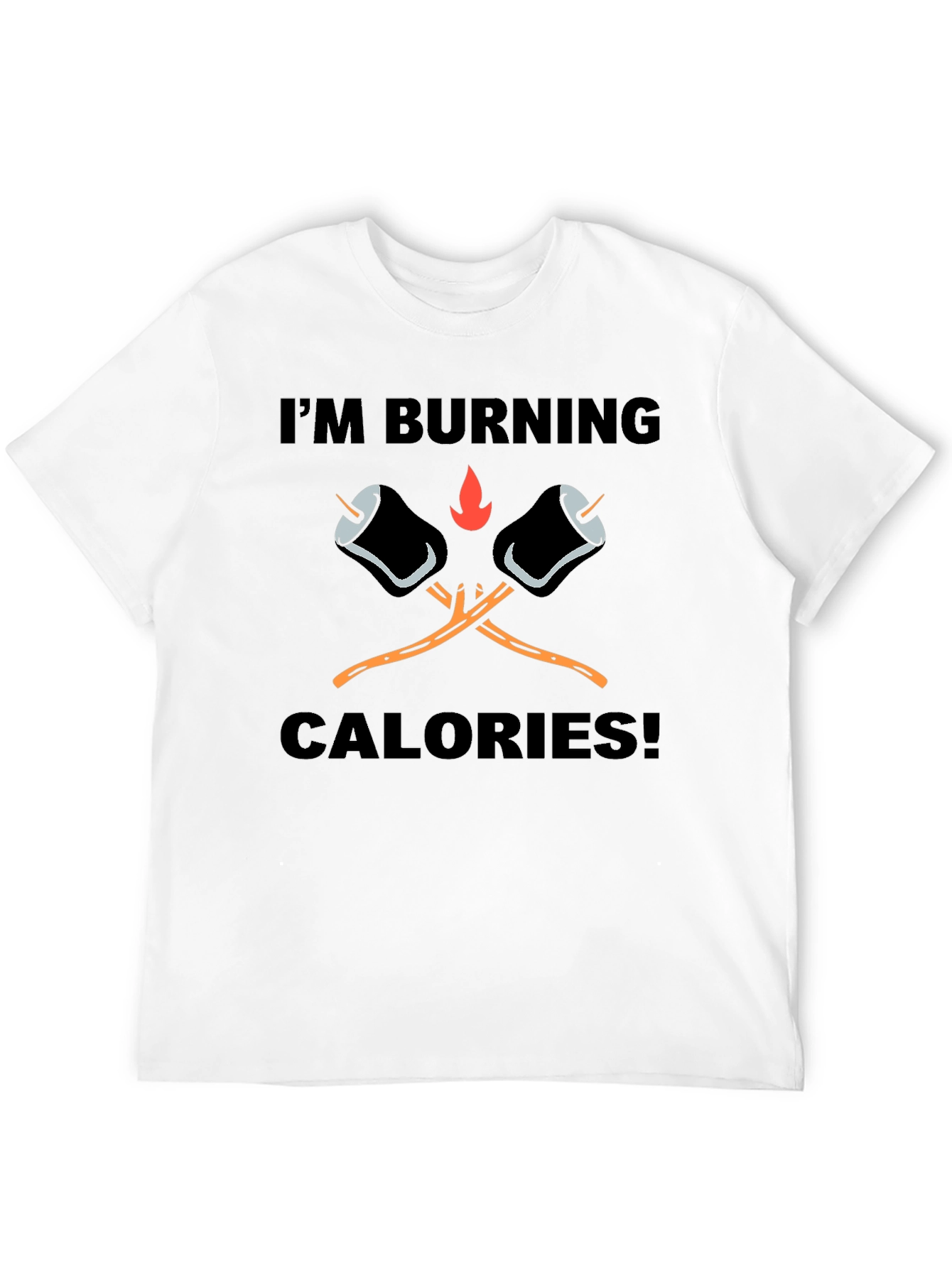 Black Burning Calories Marshmallow T-Shirt view 12