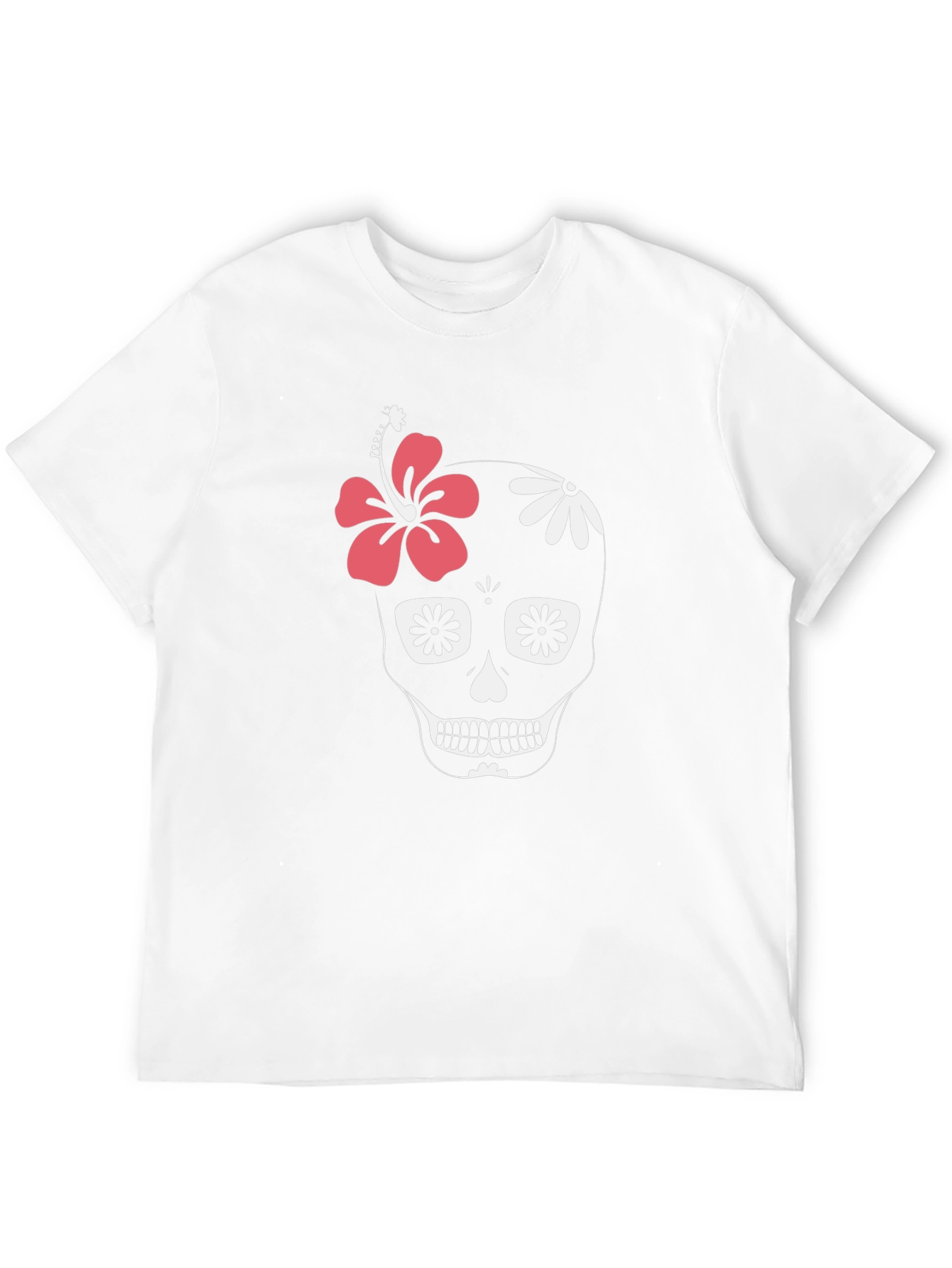 Black Floral Skull Graphic Tee - Black Cotton Casual T-Shirt view 12