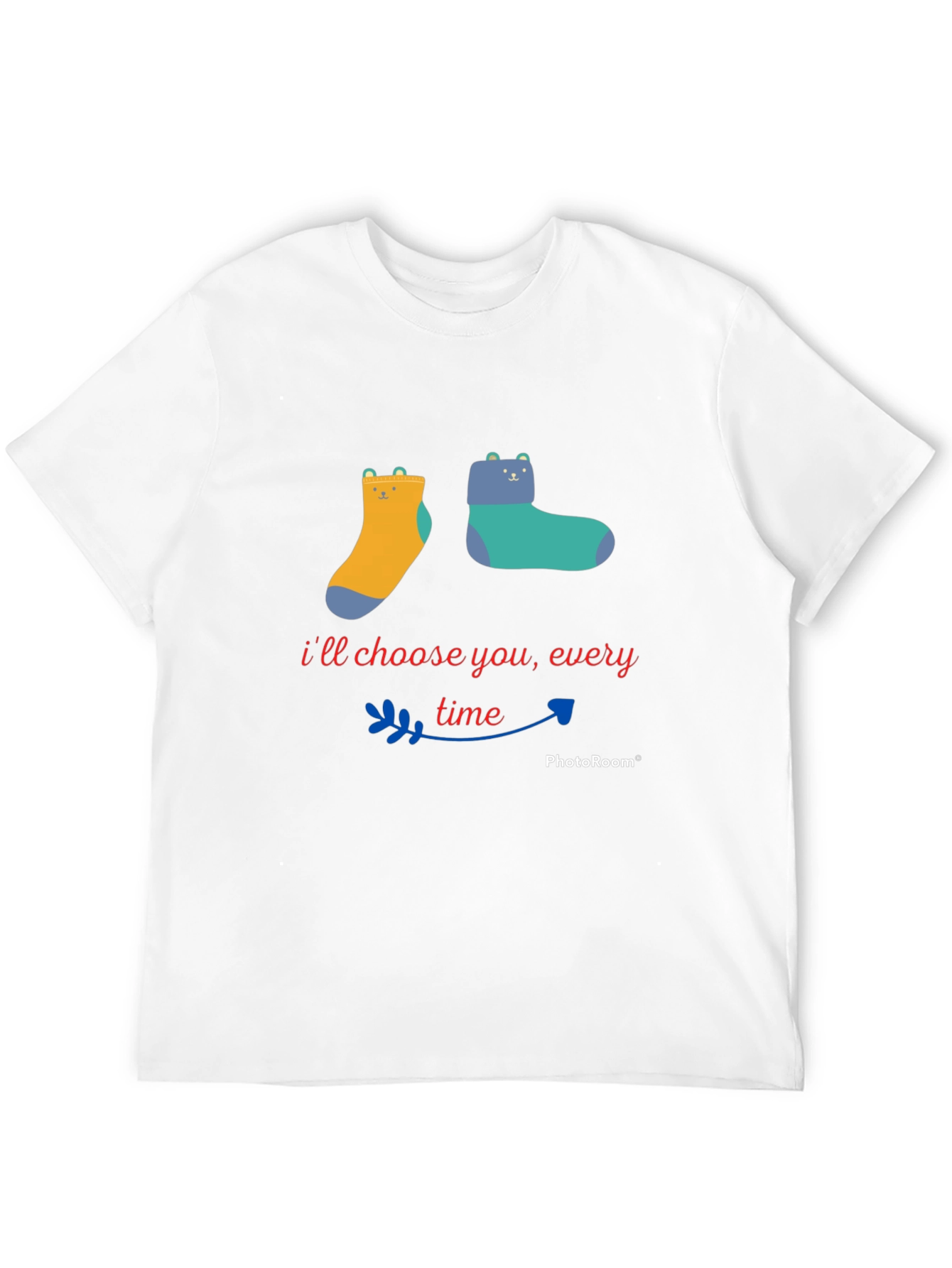 Black Cute Cartoon Bear Socks Tee - I'll Choose You Every Time view 12