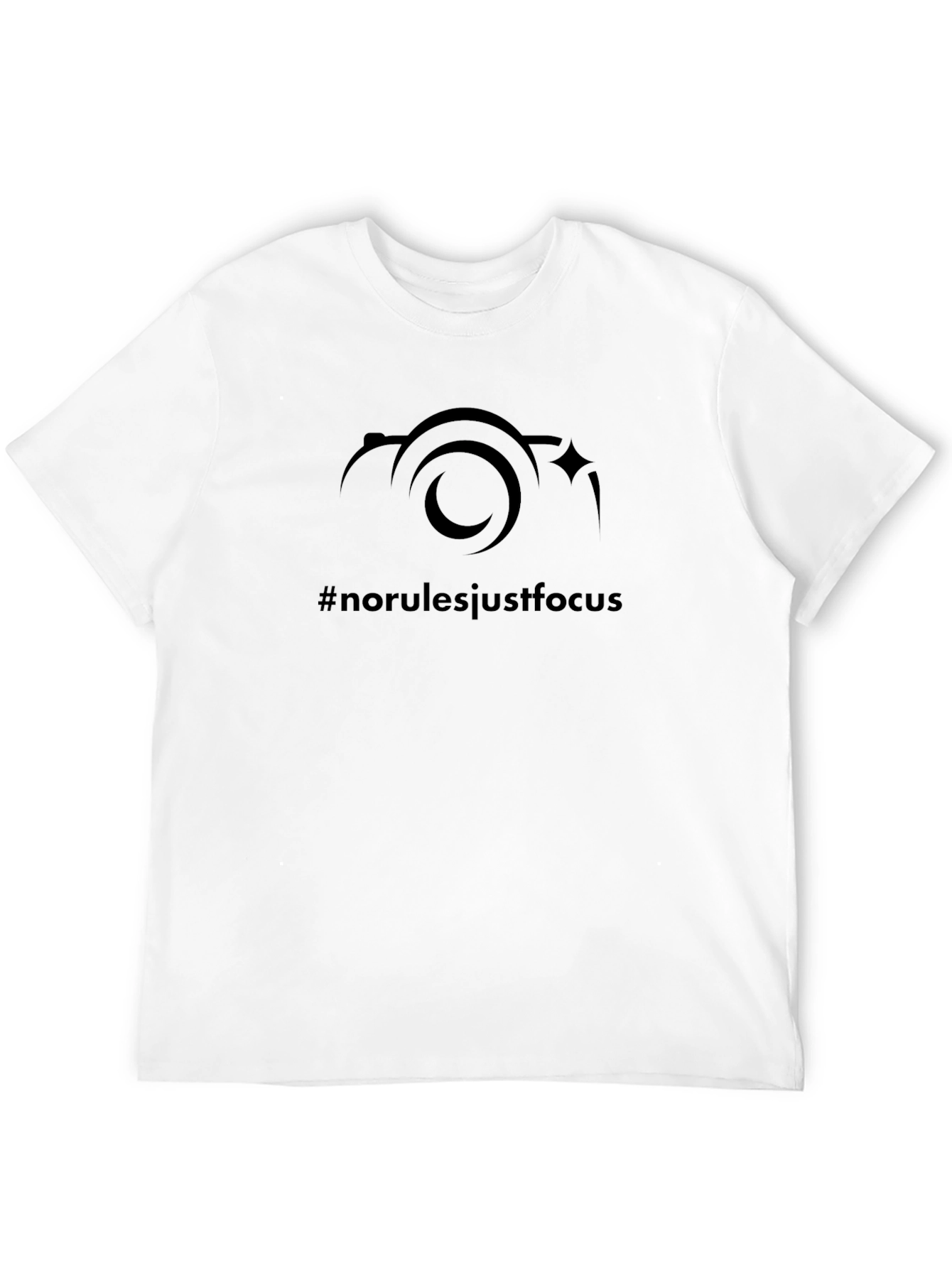 Black Men's Black #norulesjustfocus Camera Graphic T-Shirt view 12