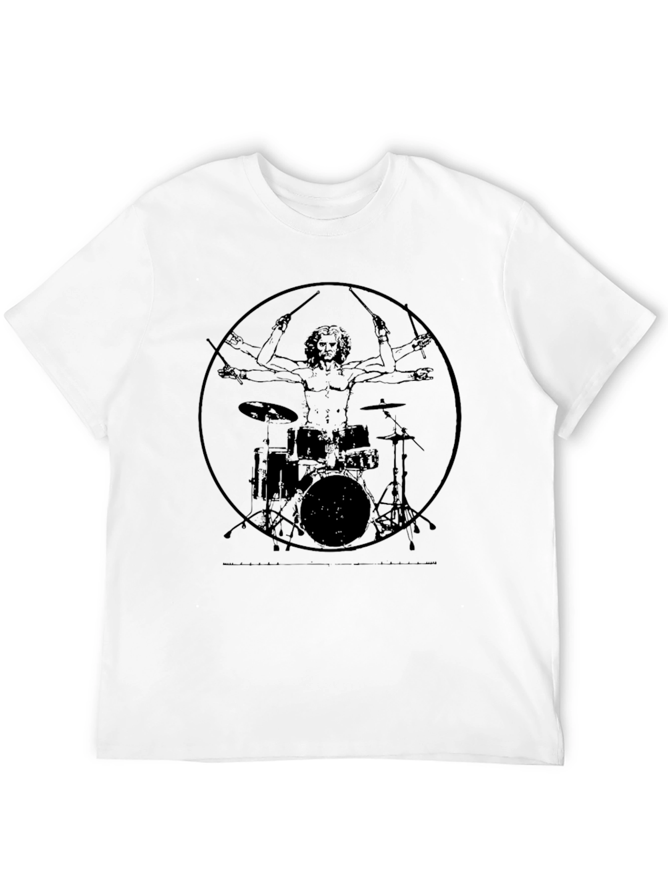 Black Drummer Vitruvian Man Black T-Shirt view 12