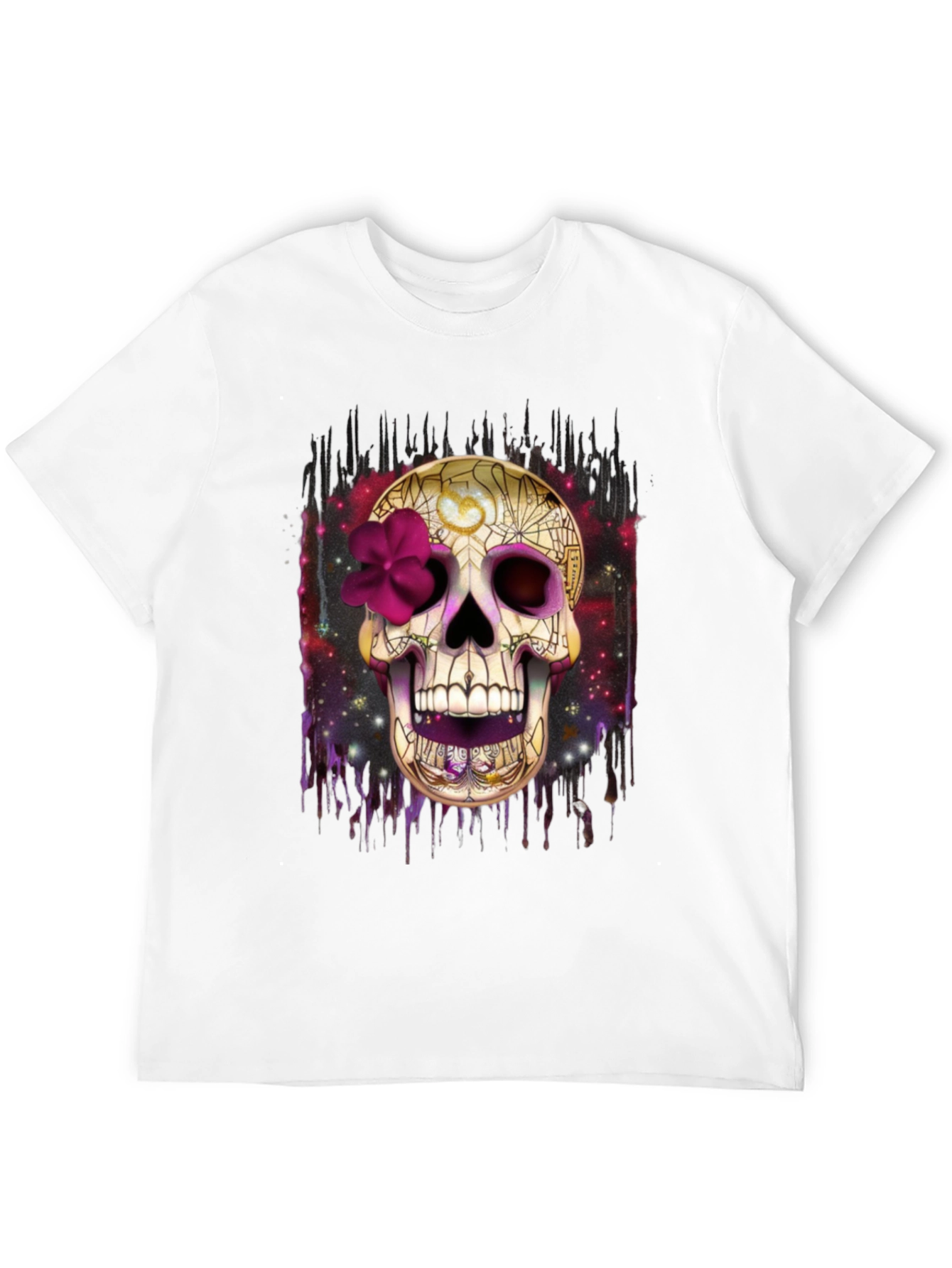 Black Skull Graphic Tee - Dia de los Muertos Style view 12