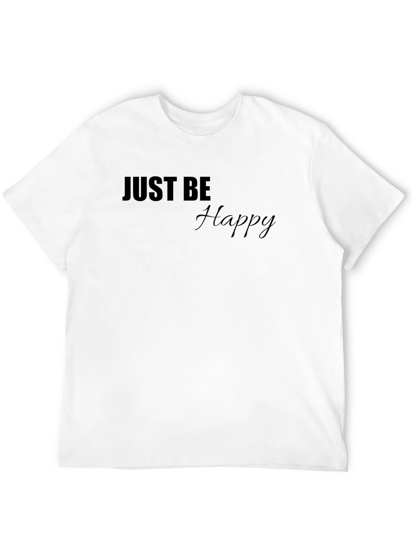 Black Just Be Happy Black T-Shirt - Casual Comfort view 12
