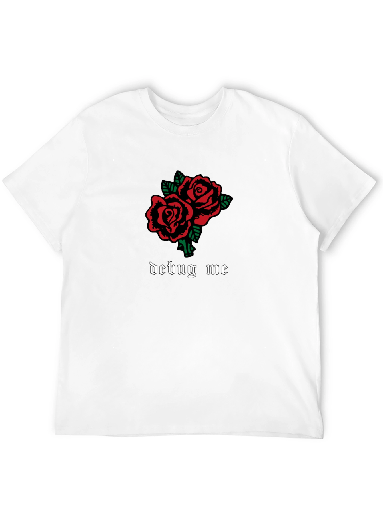 Black Debug Me Rose Graphic Tee - Black Cotton Shirt view 12