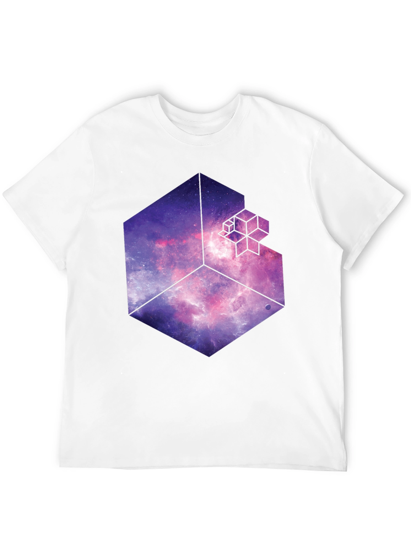 Black Cosmic Cube Black T-Shirt - Galaxy Fractal Design view 12