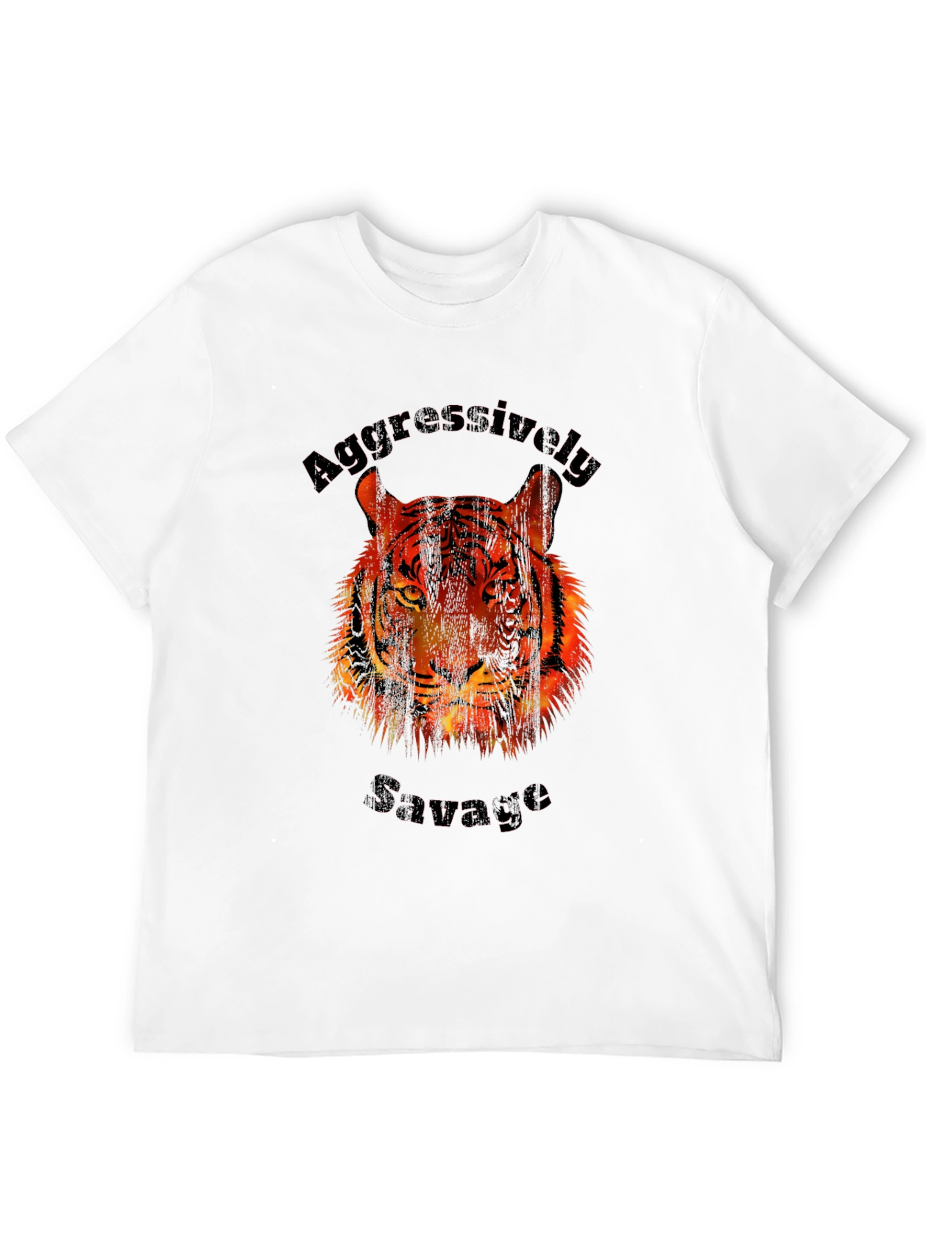 Black Aggressively Savage Tiger Graphic Print T-Shirt view 12