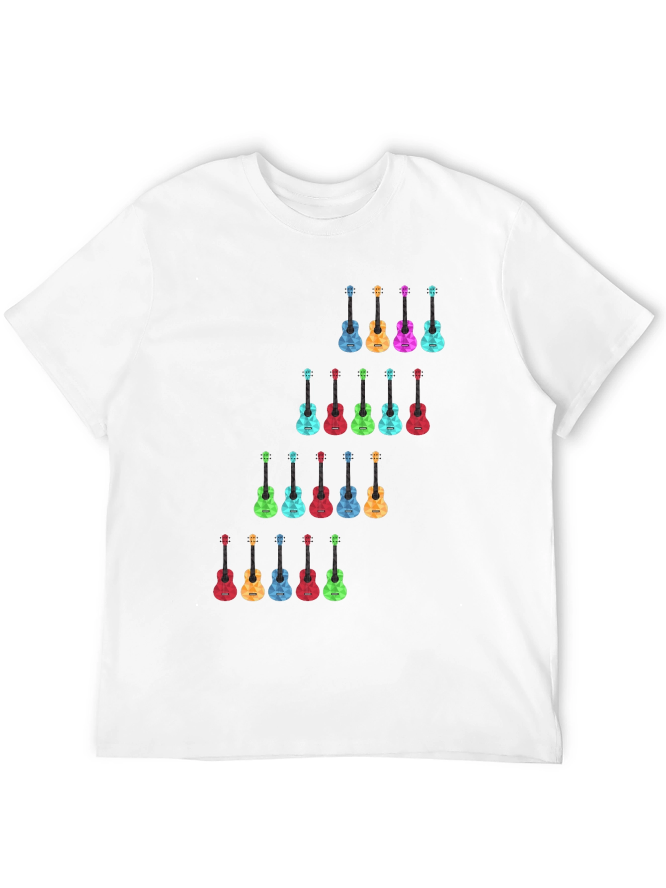 Black Colorful Guitar Pattern Black T-Shirt view 12