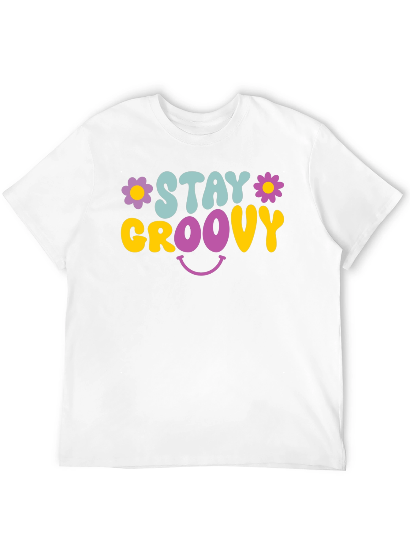 Black Stay Groovy Graphic Tee - Retro Smiley Face T-Shirt view 12