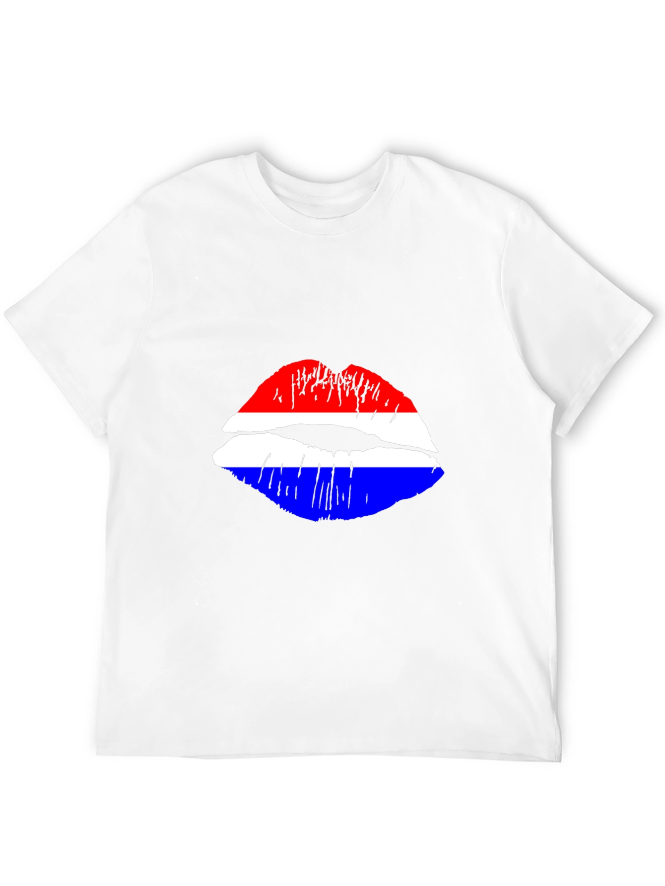 Black Lip Print Graphic Tee - Red White and Blue view 12