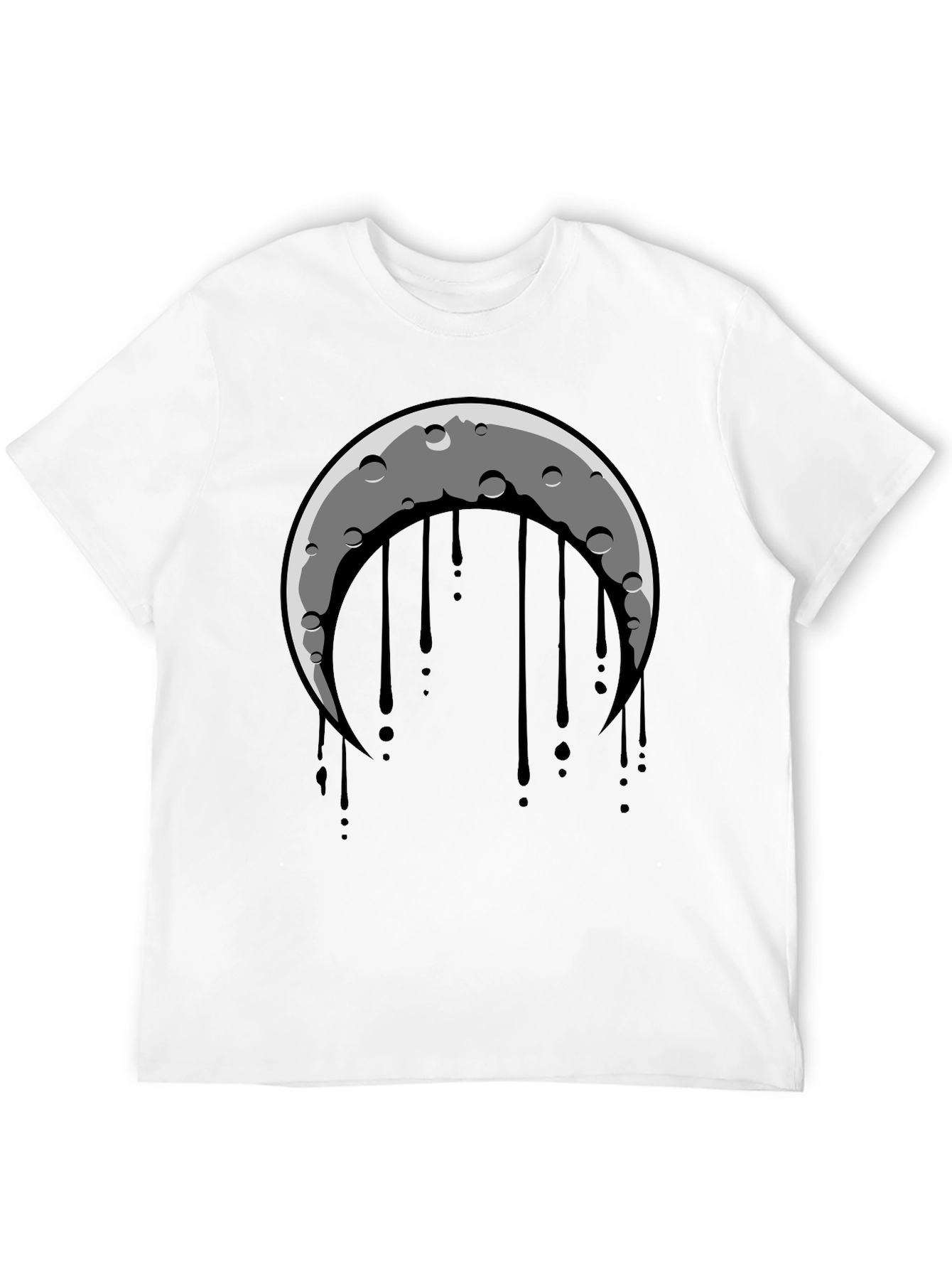 Black Crescent Moon Dripping Graphic Tee - Black view 12