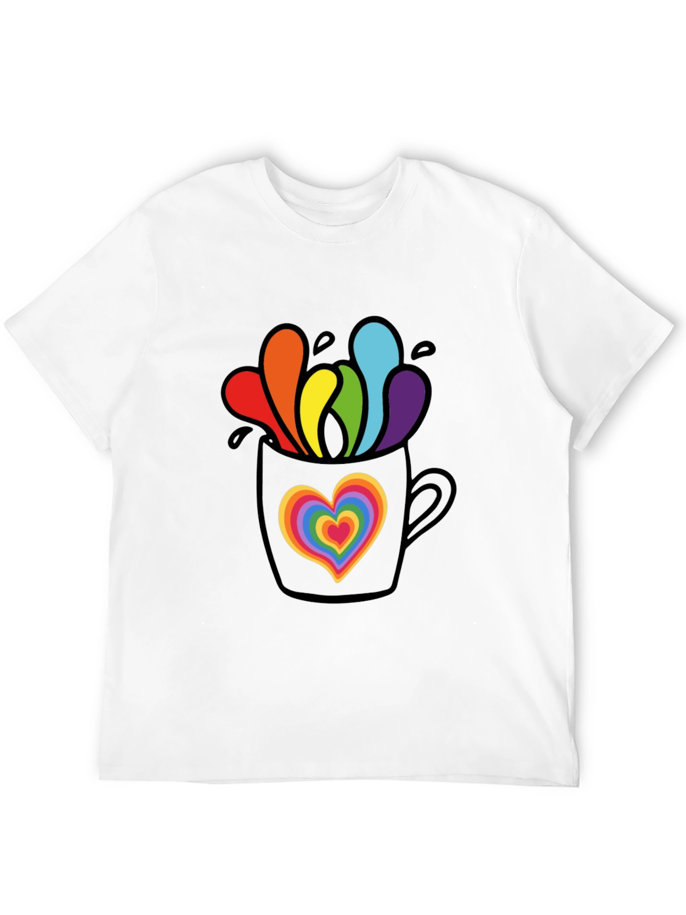 Black Rainbow Heart Mug Graphic Tee view 12