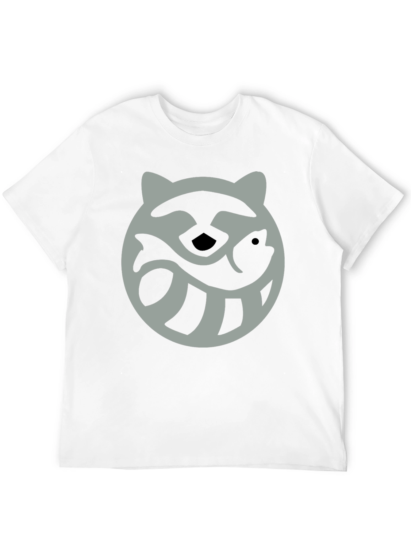 Black Raccoon & Fish Graphic Tee - Black Cotton Blend Casual Shirt view 12