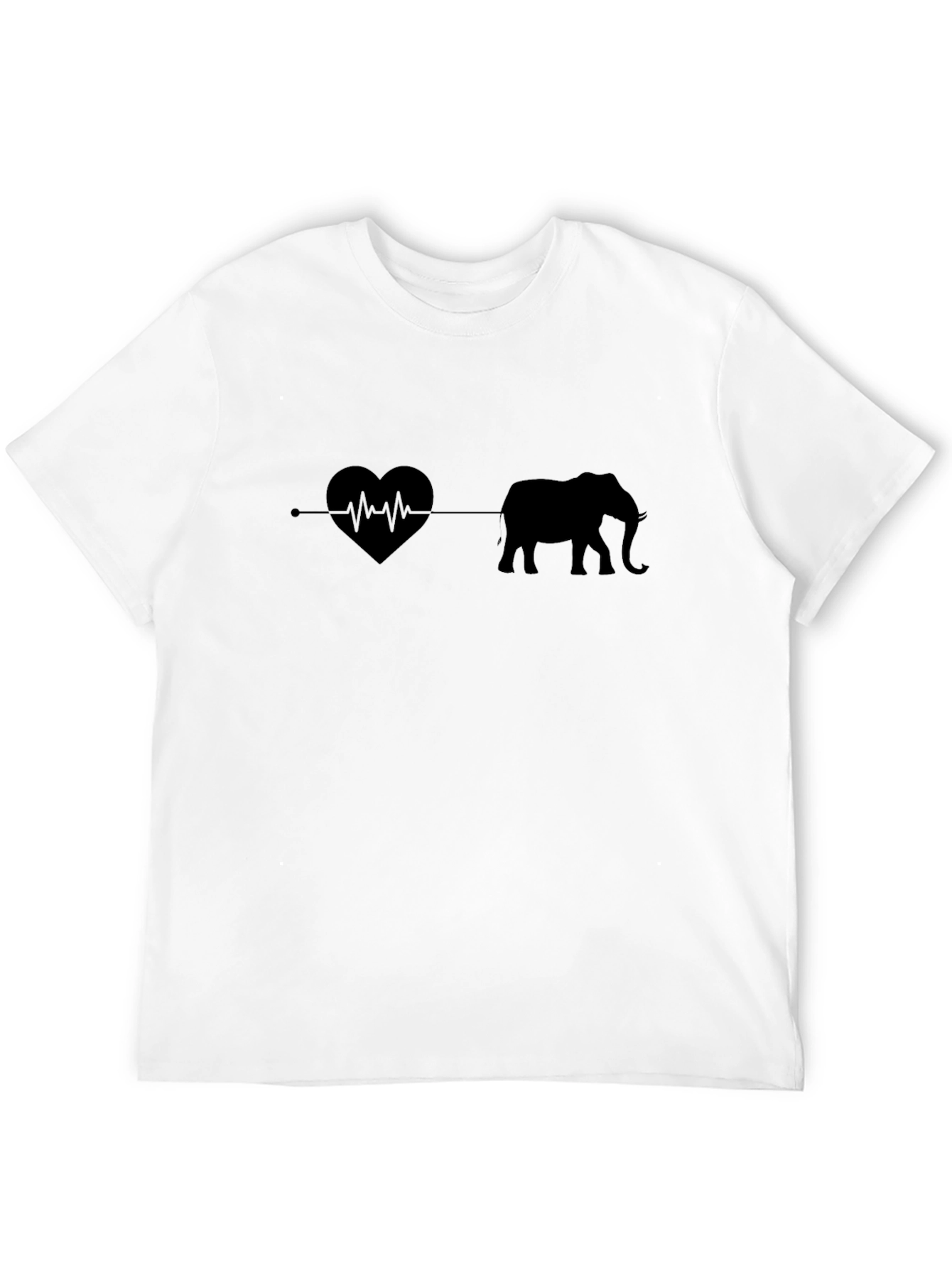 Black Elephant Heartbeat T-Shirt - Black view 12