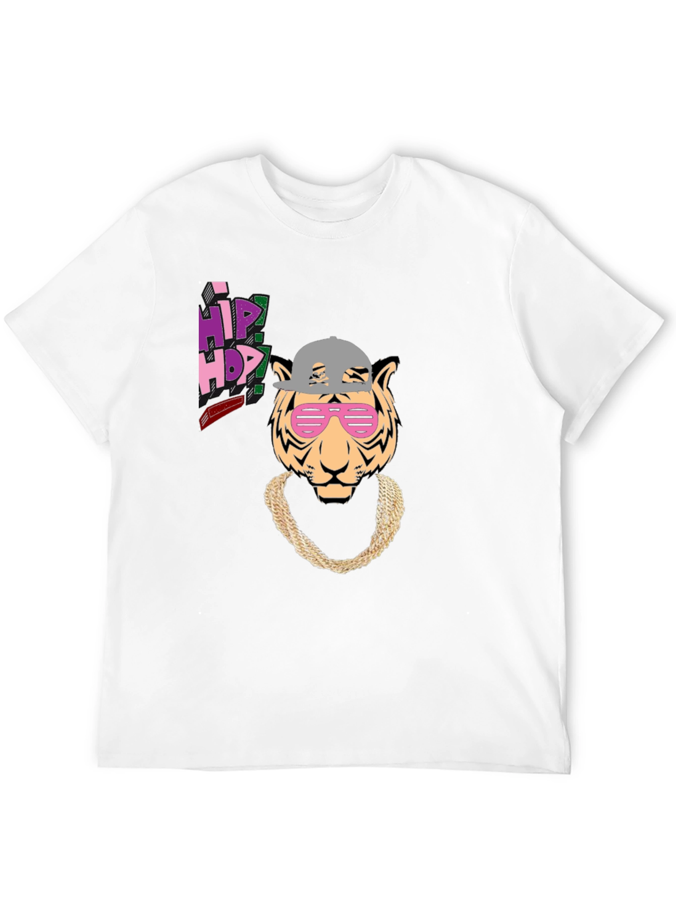 Black Hip Hop Tiger Graphic Tee - Black Cotton T-Shirt view 12