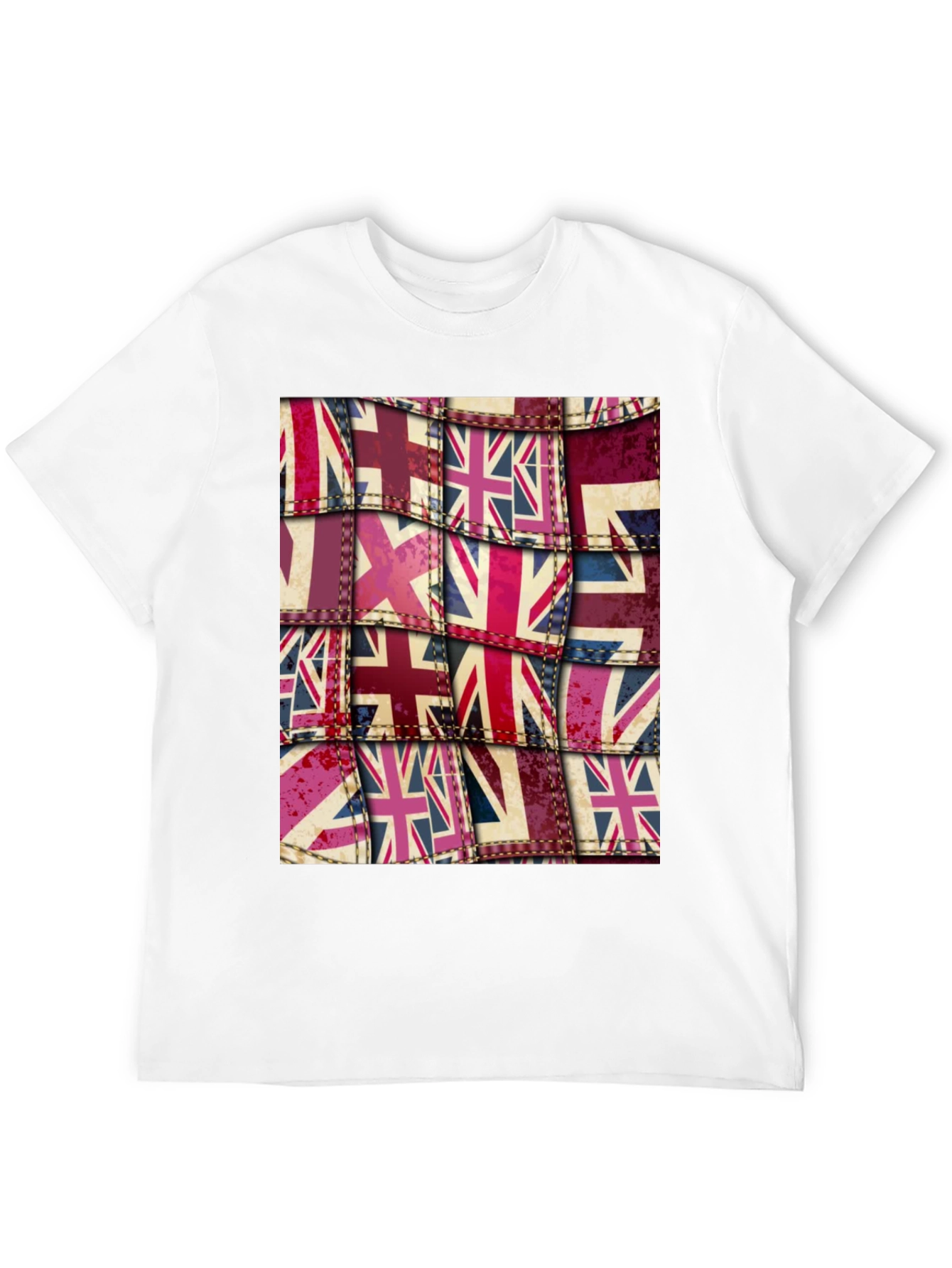 Black Union Jack Flag Patchwork Graphic Tee view 12