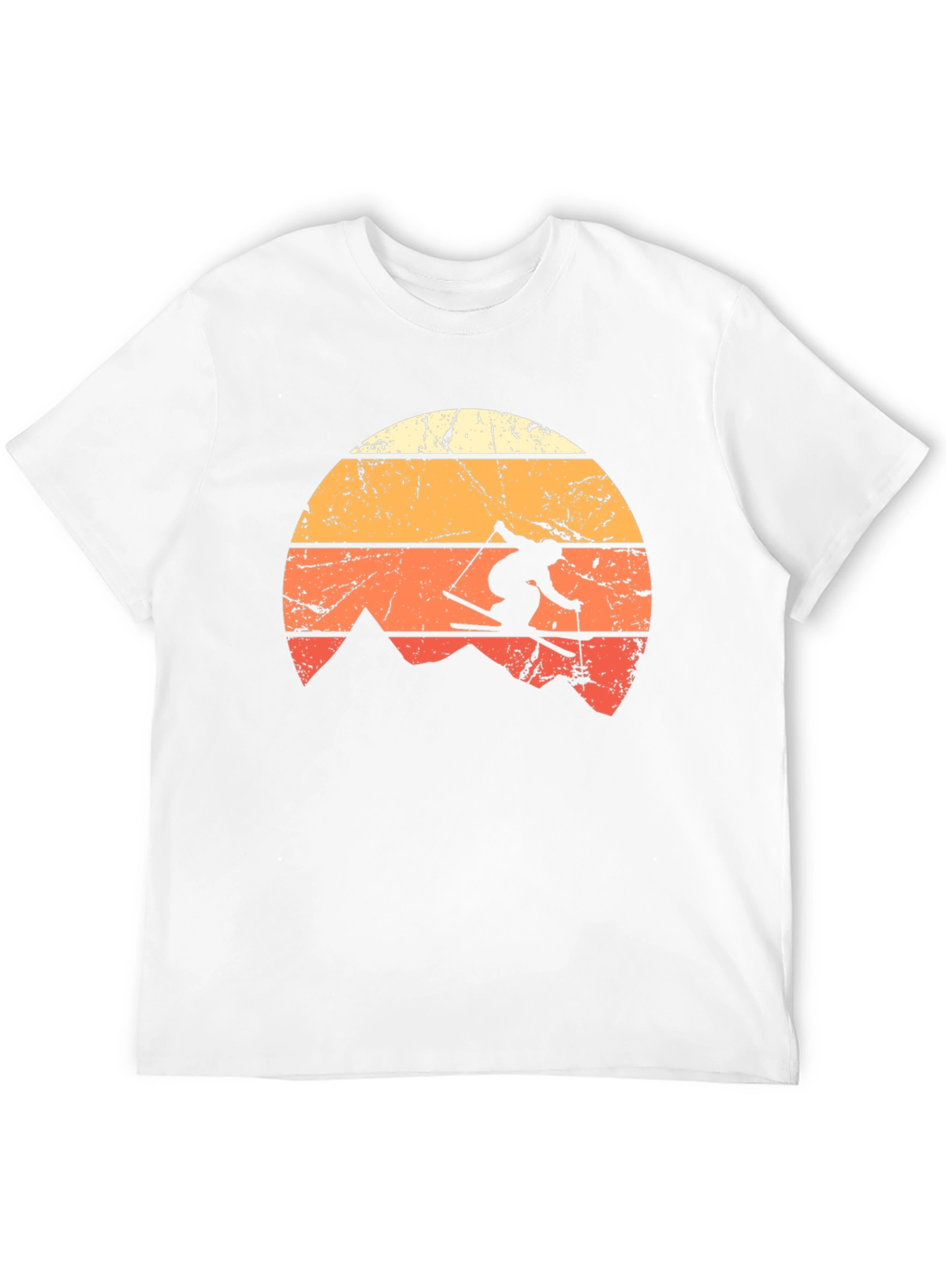 Black Retro Skiing T-Shirt - Vintage Mountain Sunset Design view 12