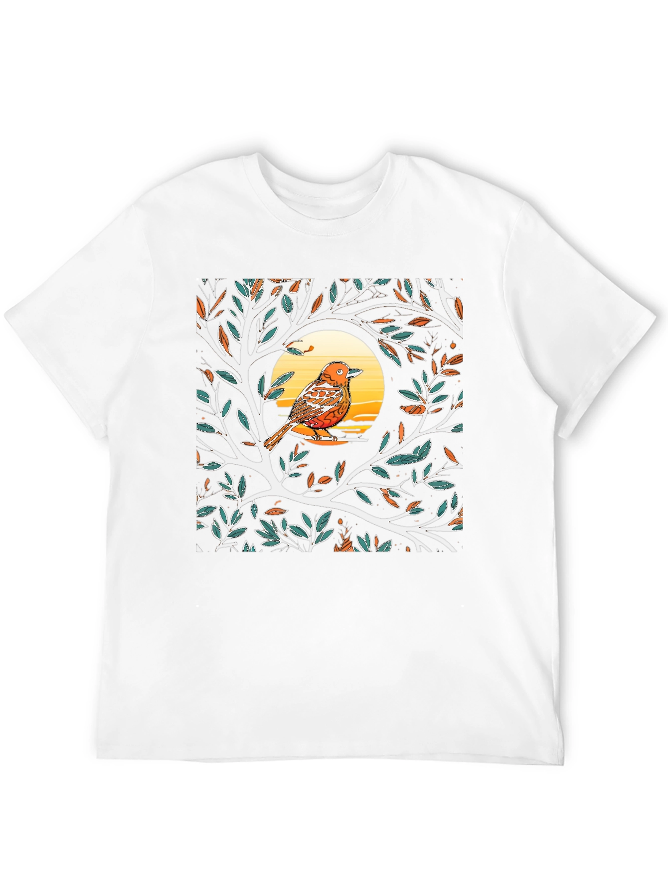 Black Bird on Branch Graphic Tee - Black Casual T-Shirt view 12