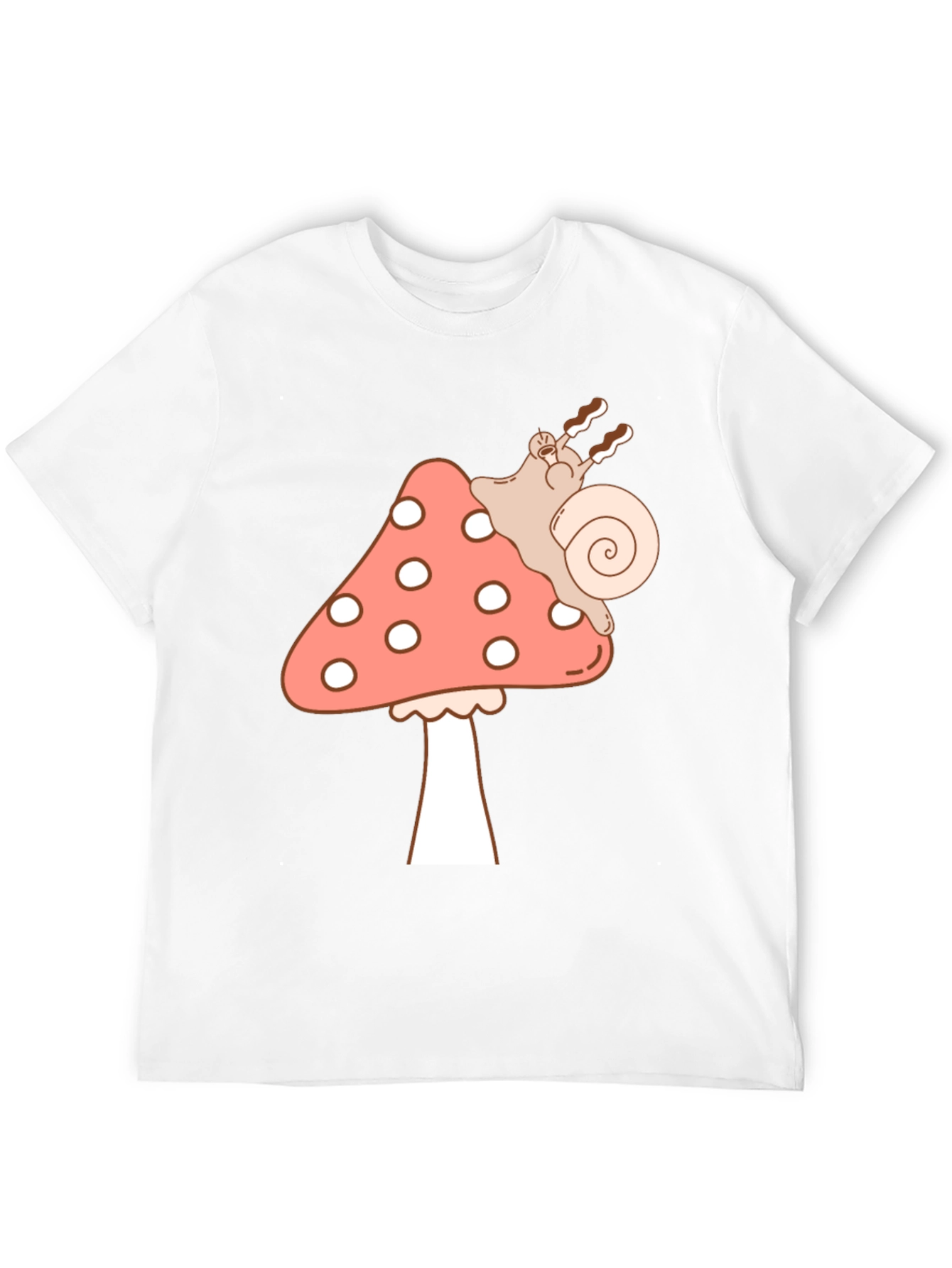 Black Mushroom Snail Graphic Tee - Black Cotton T-Shirt view 12