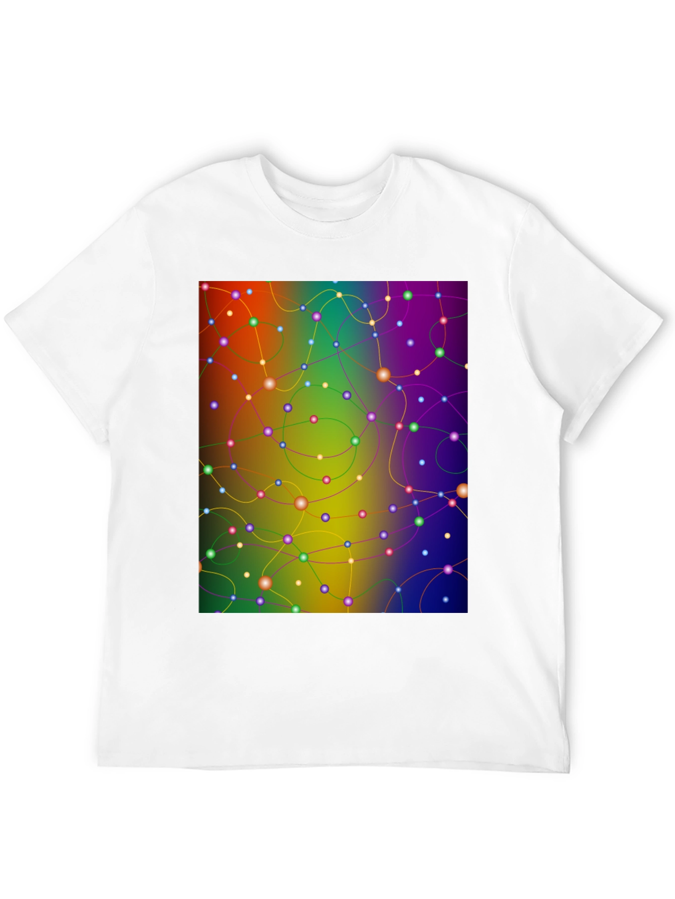 Black Abstract Network Tee - Colorful Connection Shirt view 12