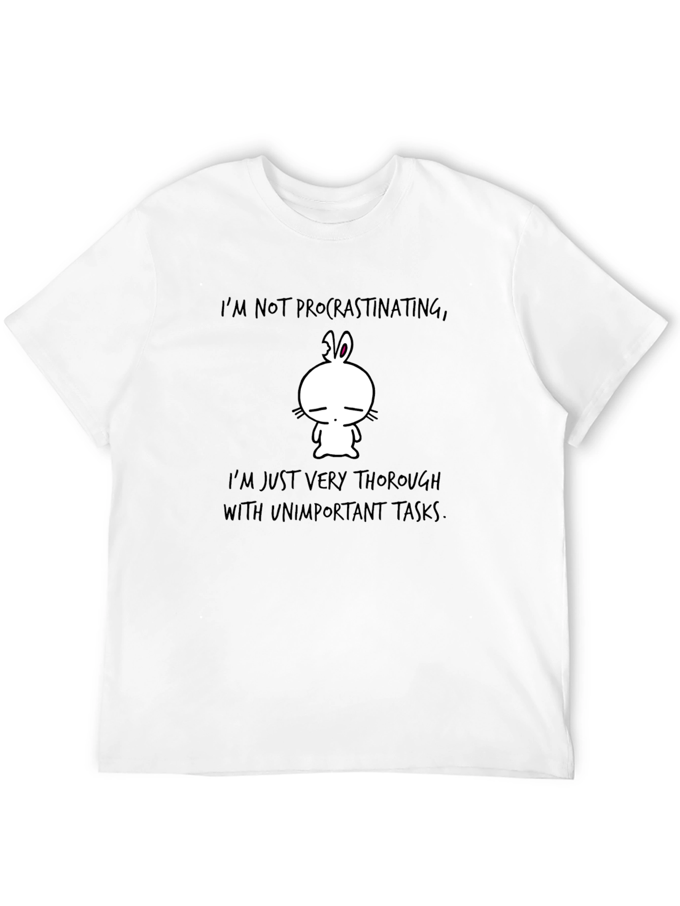 Black Procrastination Funny Bunny Men's Black T-Shirt view 12