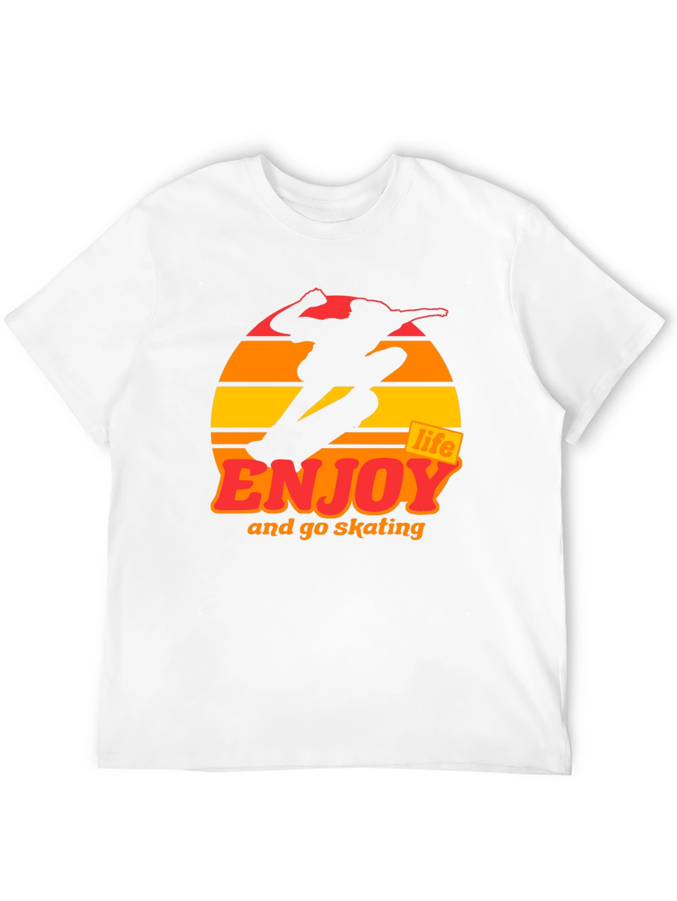 Black Enjoy Life Skateboarding T-Shirt - Retro Sunset Design view 12