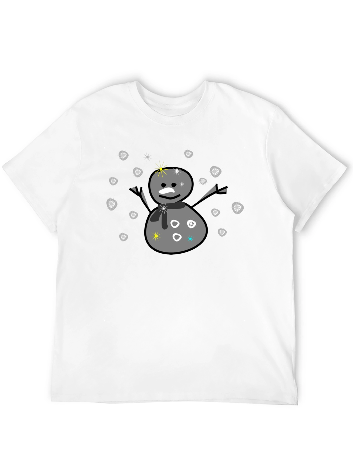 Black Snowman Graphic Tee - Black Cotton Blend T-Shirt view 12