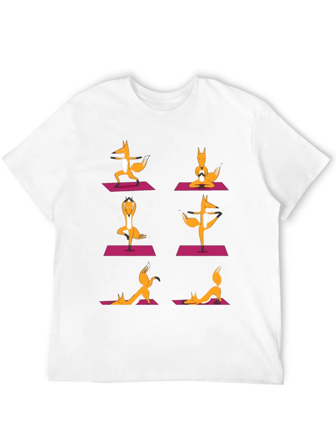 Black Yoga Foxes Graphic T-Shirt - Men's Black Tee view 12