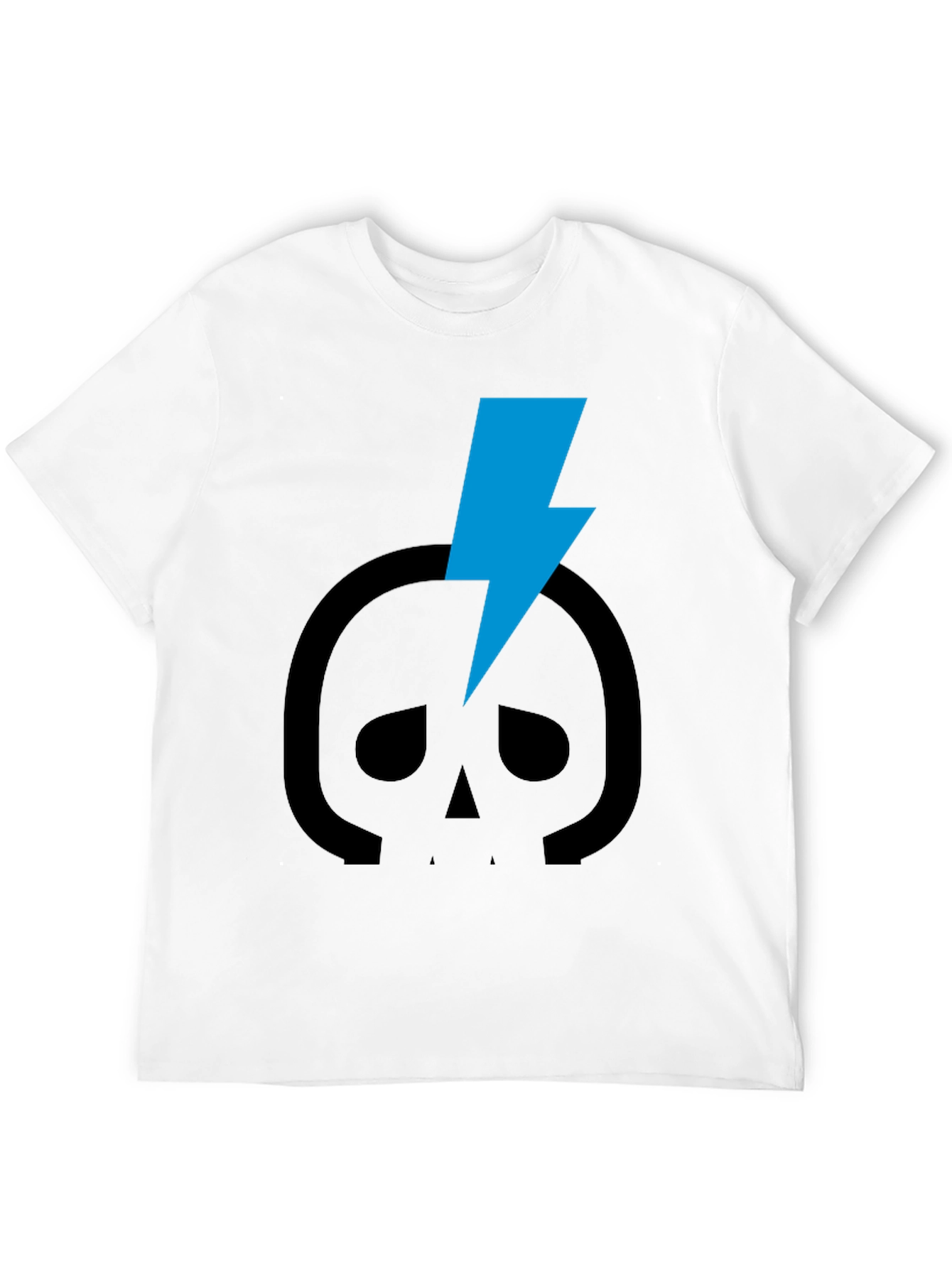 Black Skull Lightning Bolt Graphic Tee - Black Cotton T-Shirt view 12