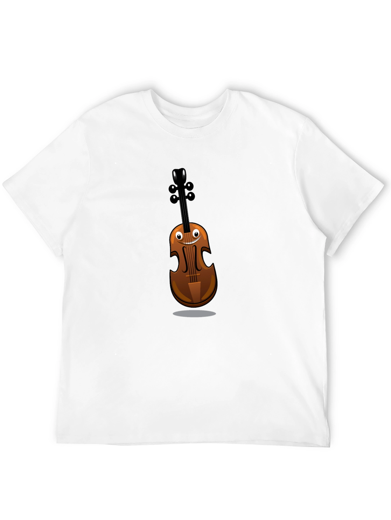Black Funny Cartoon Violin Graphic Tee - Black Cotton Shirt view 12