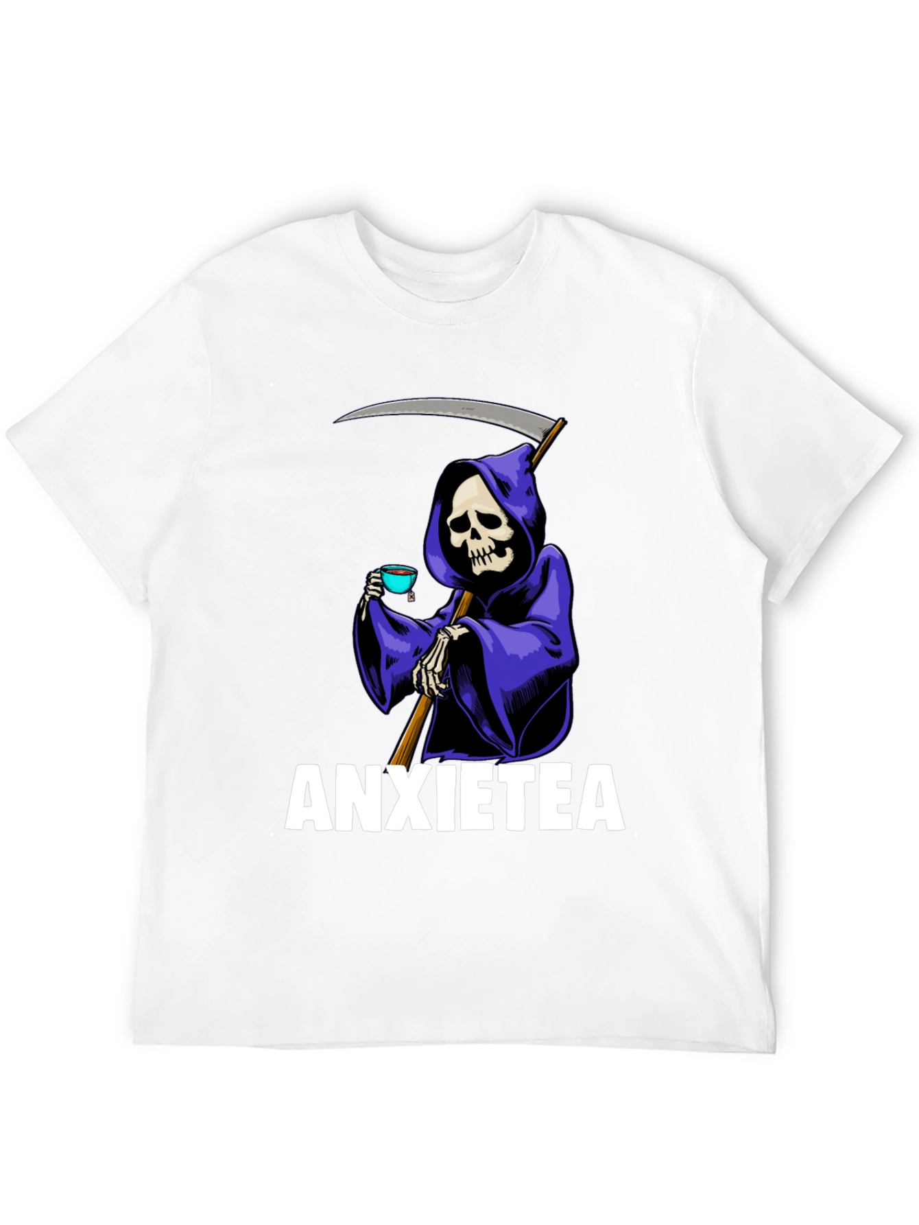 Black Anxietea Graphic T-Shirt - Grim Reaper Tea Time view 12