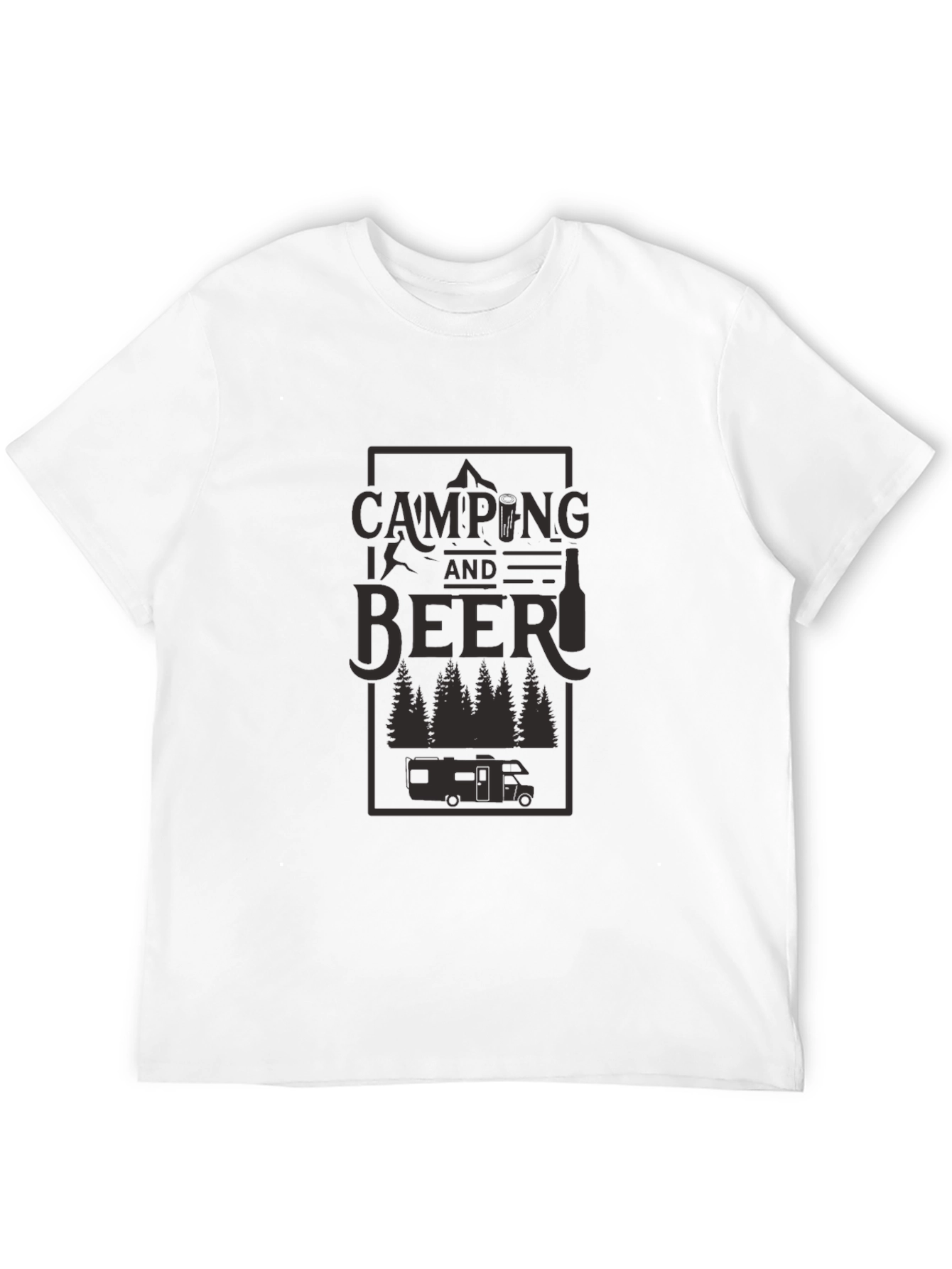 Black Camping and Beer Graphic Tee - Black Cotton T-Shirt view 12
