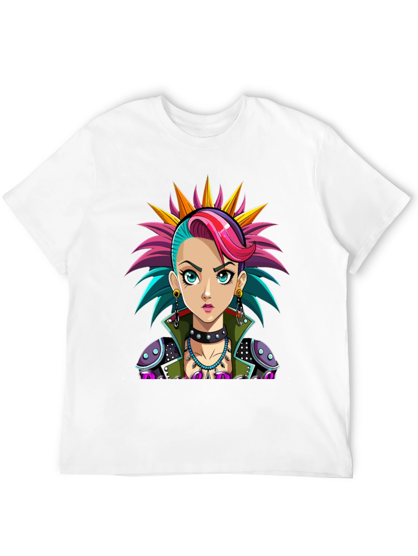 Black Punk Rock Girl T-Shirt - Unique Graphic Tee view 12