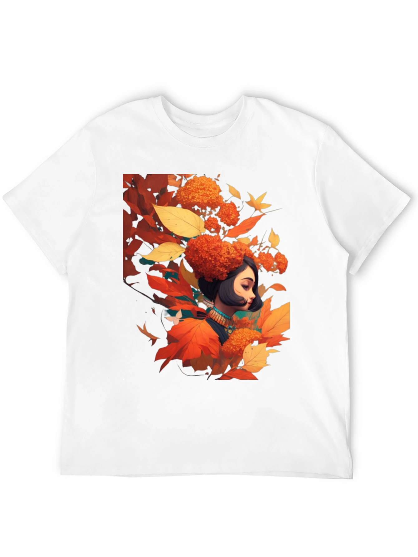 Black Autumnal Woman Graphic Black Tee view 12