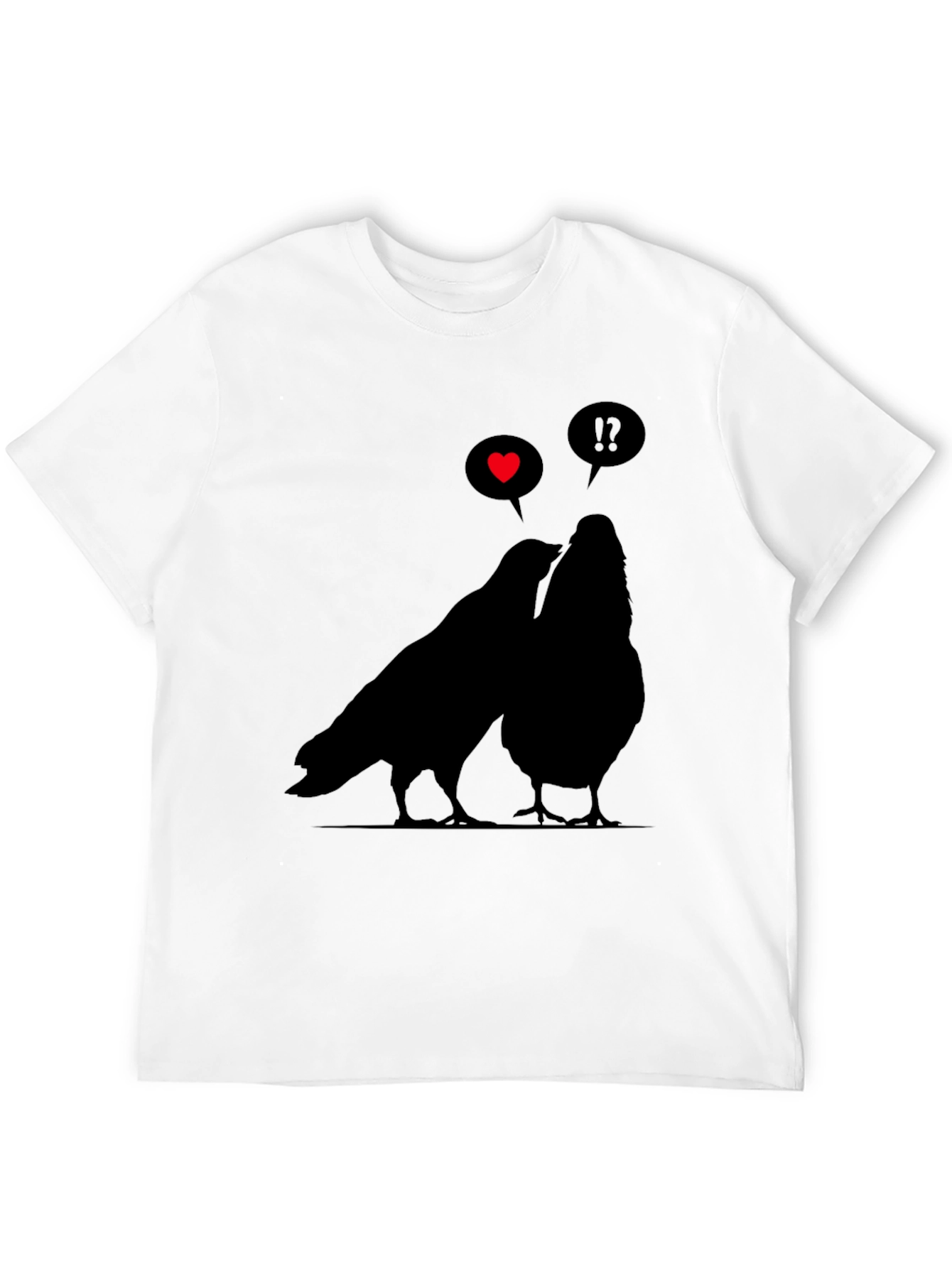 Black Romantic Birds Graphic Tee - Soft Black Cotton view 12