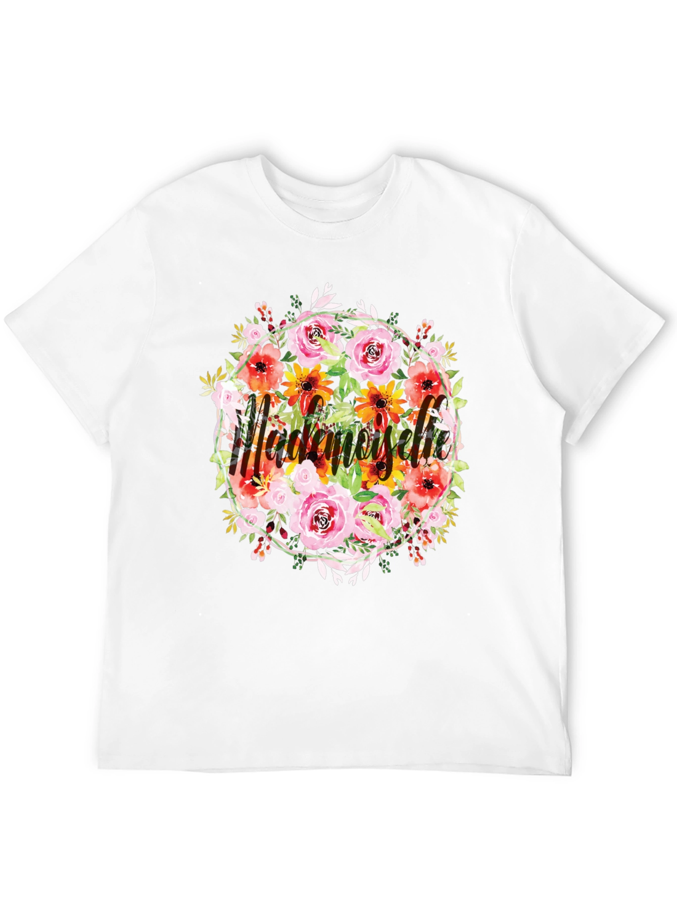 Black Floral Mademoiselle T-Shirt - Stylish Black Tee view 12