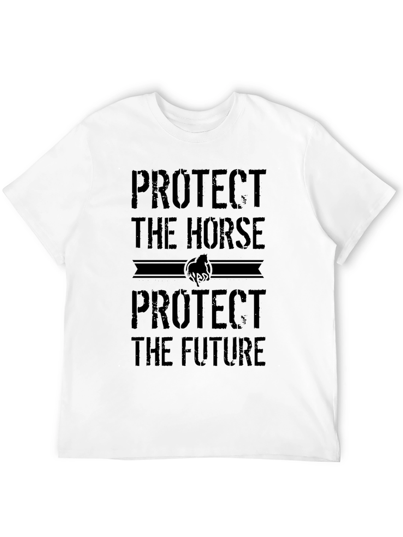 Black Protect the Horse T-Shirt: Unisex Black Tee view 12