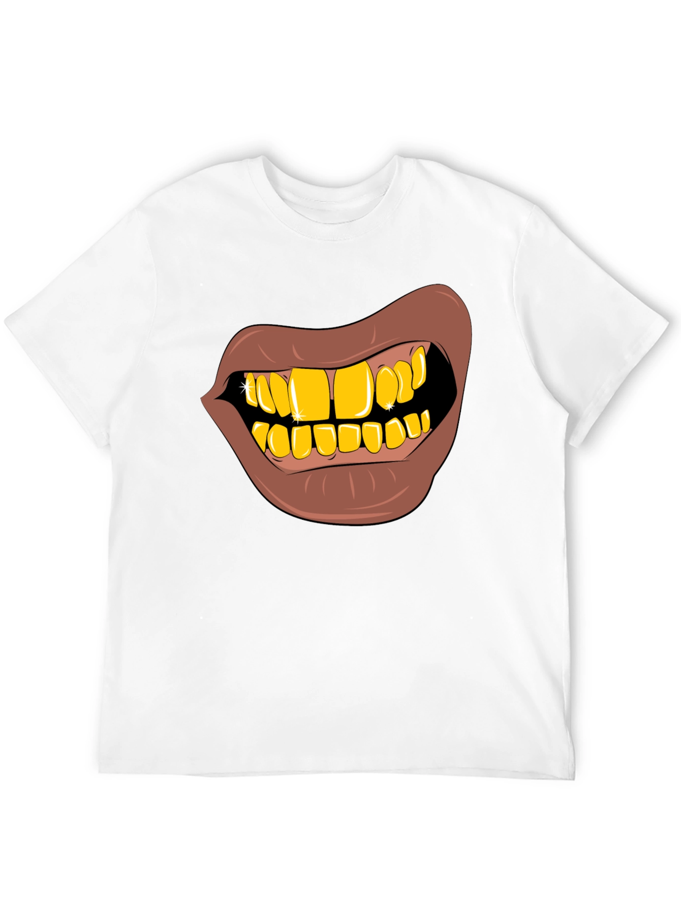 Black Gold Teeth Graphic T-Shirt - Novelty Style view 12